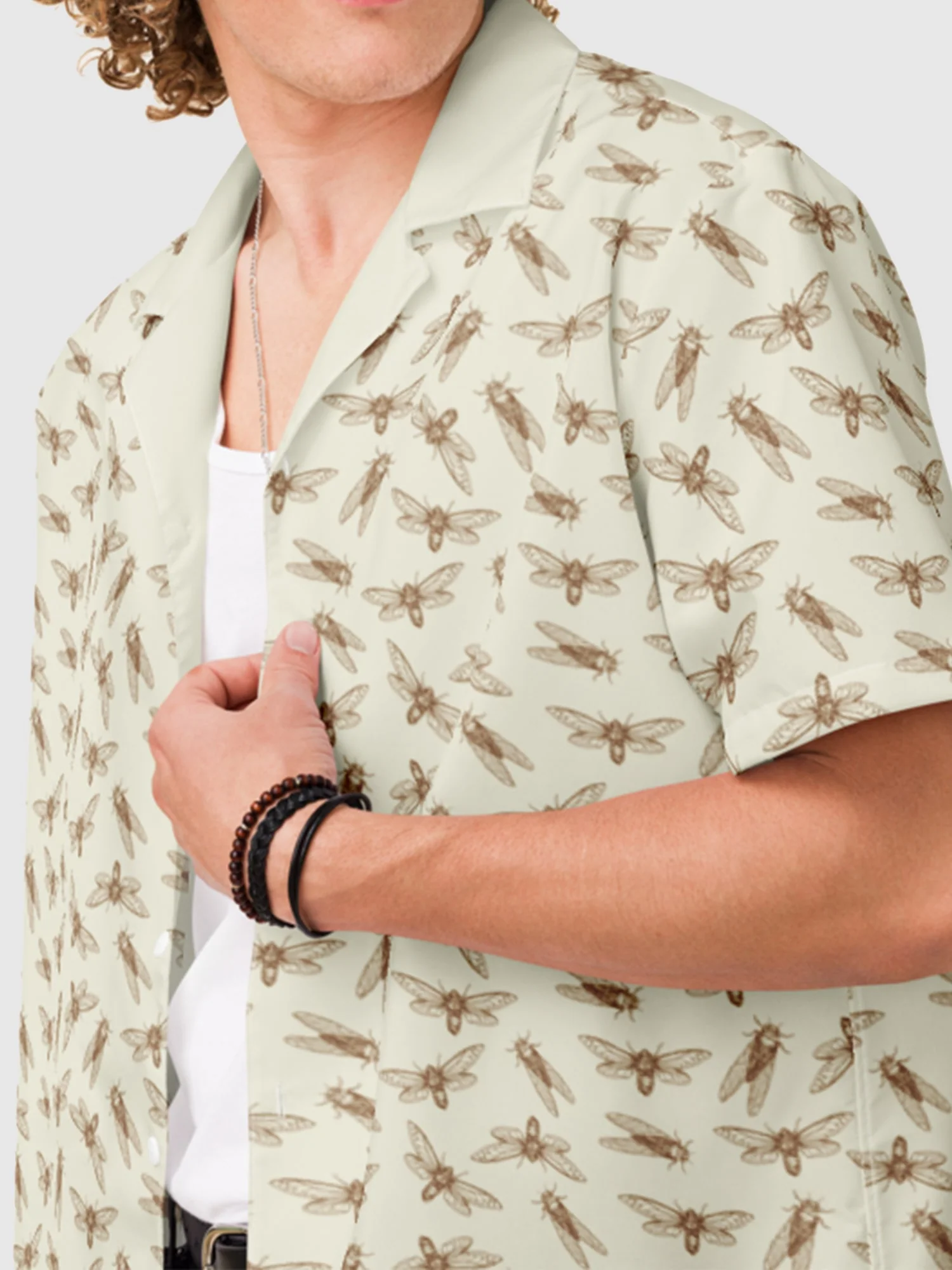 3 Body Problem Bugs Unisex Button Shirt [Ivory] - Image 2