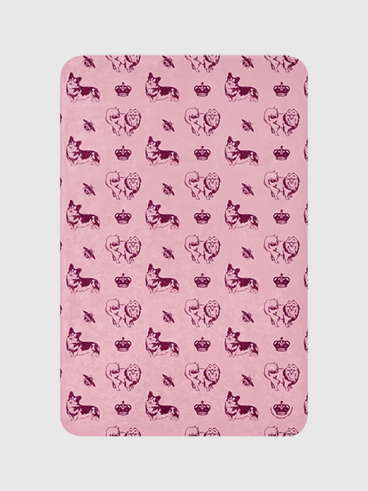 Bridgerton Corgis Pattern Sherpa Blanket - Image 12