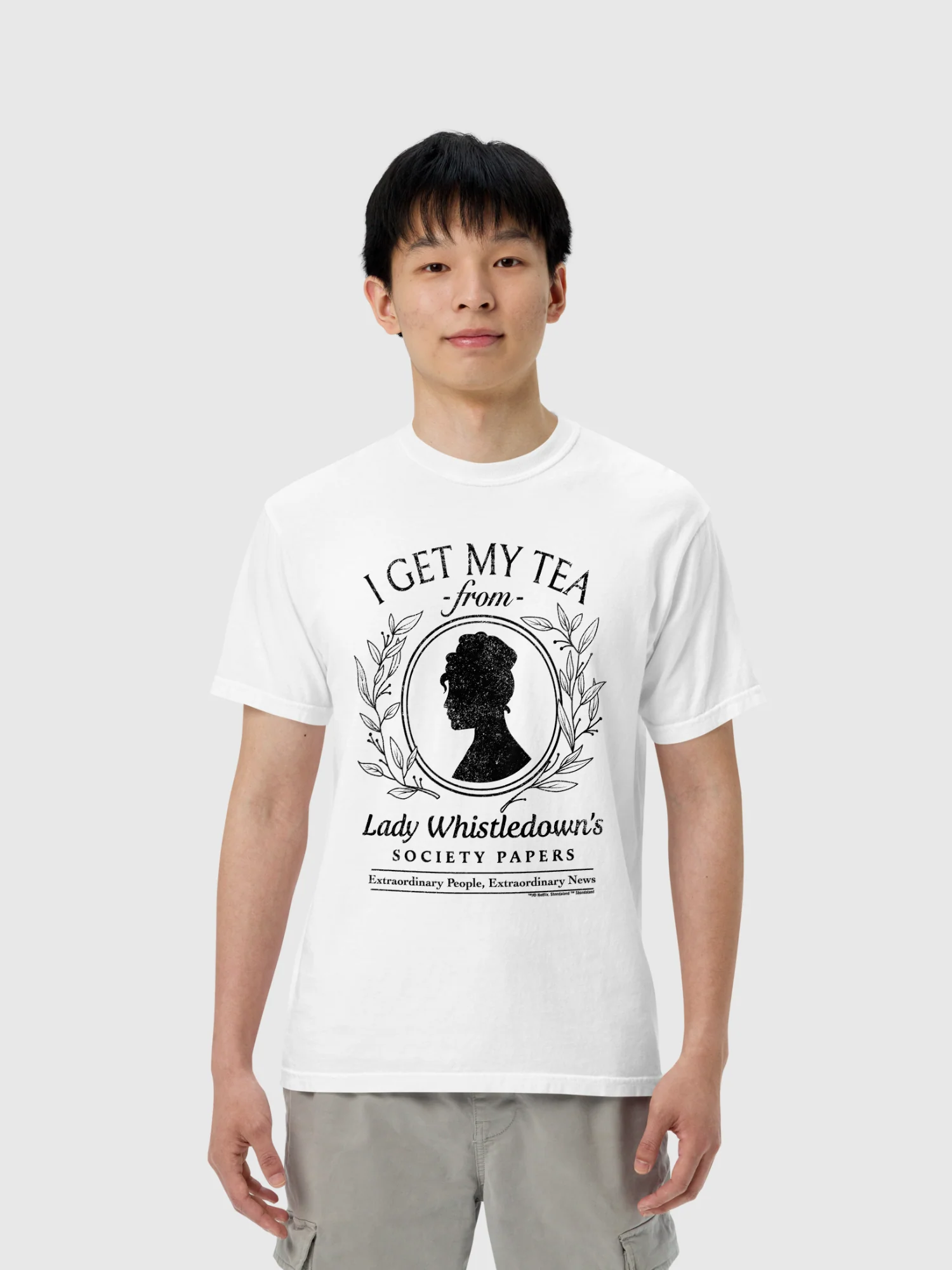 Lady Whistledown I Get My Tea Comfort Colors T-Shirt - Image 3