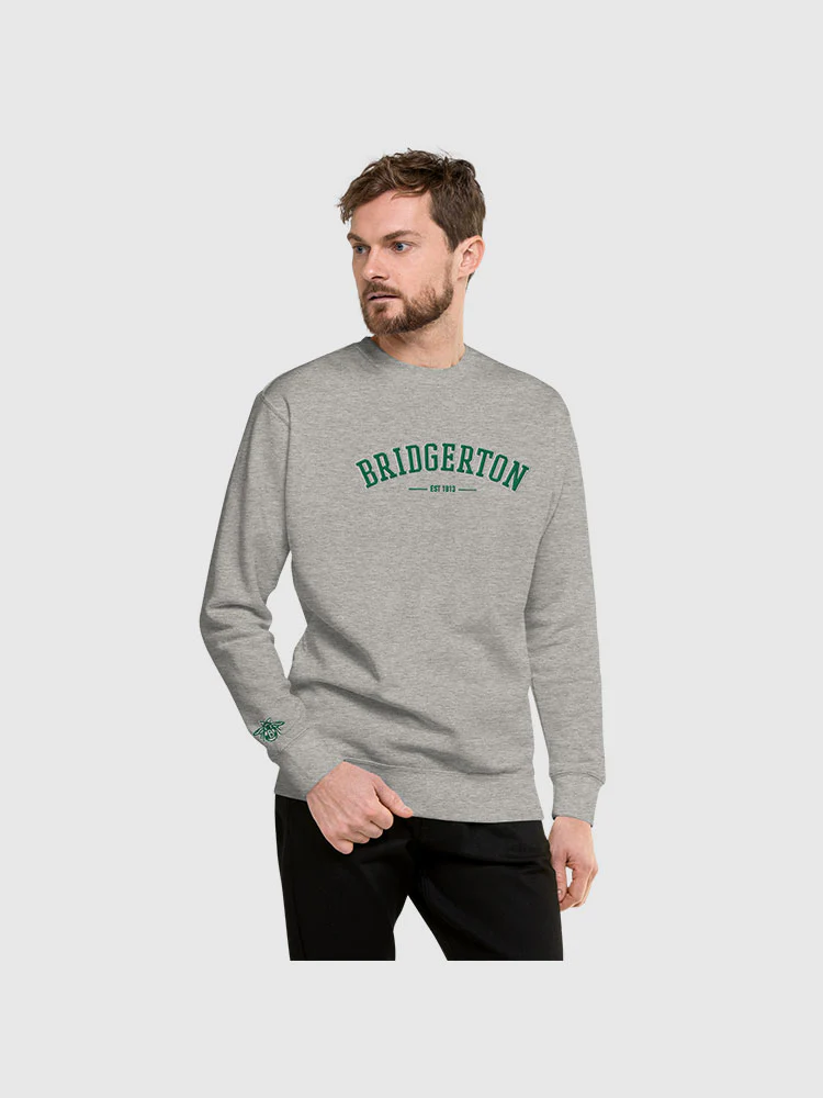Bridgerton Varsity Embroidered Crewneck Sweatshirt [Carbon Grey] - Image 3