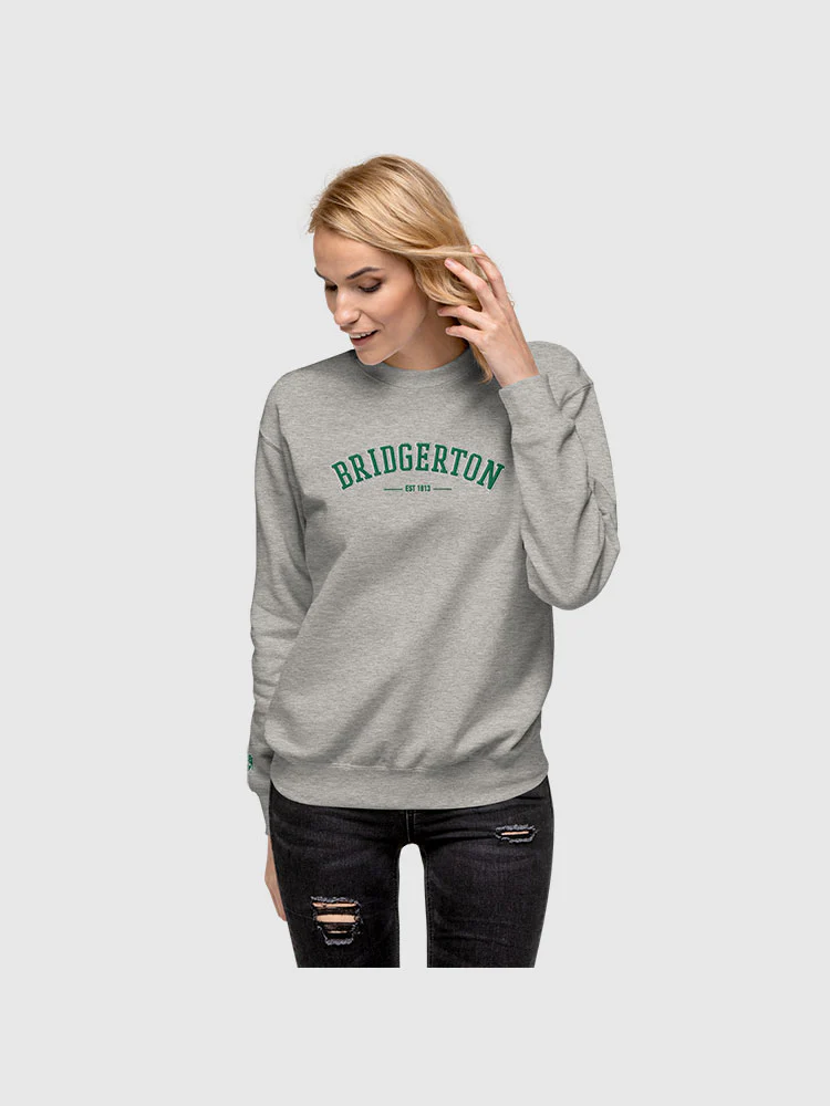 Bridgerton Varsity Embroidered Crewneck Sweatshirt [Carbon Grey] - Image 4