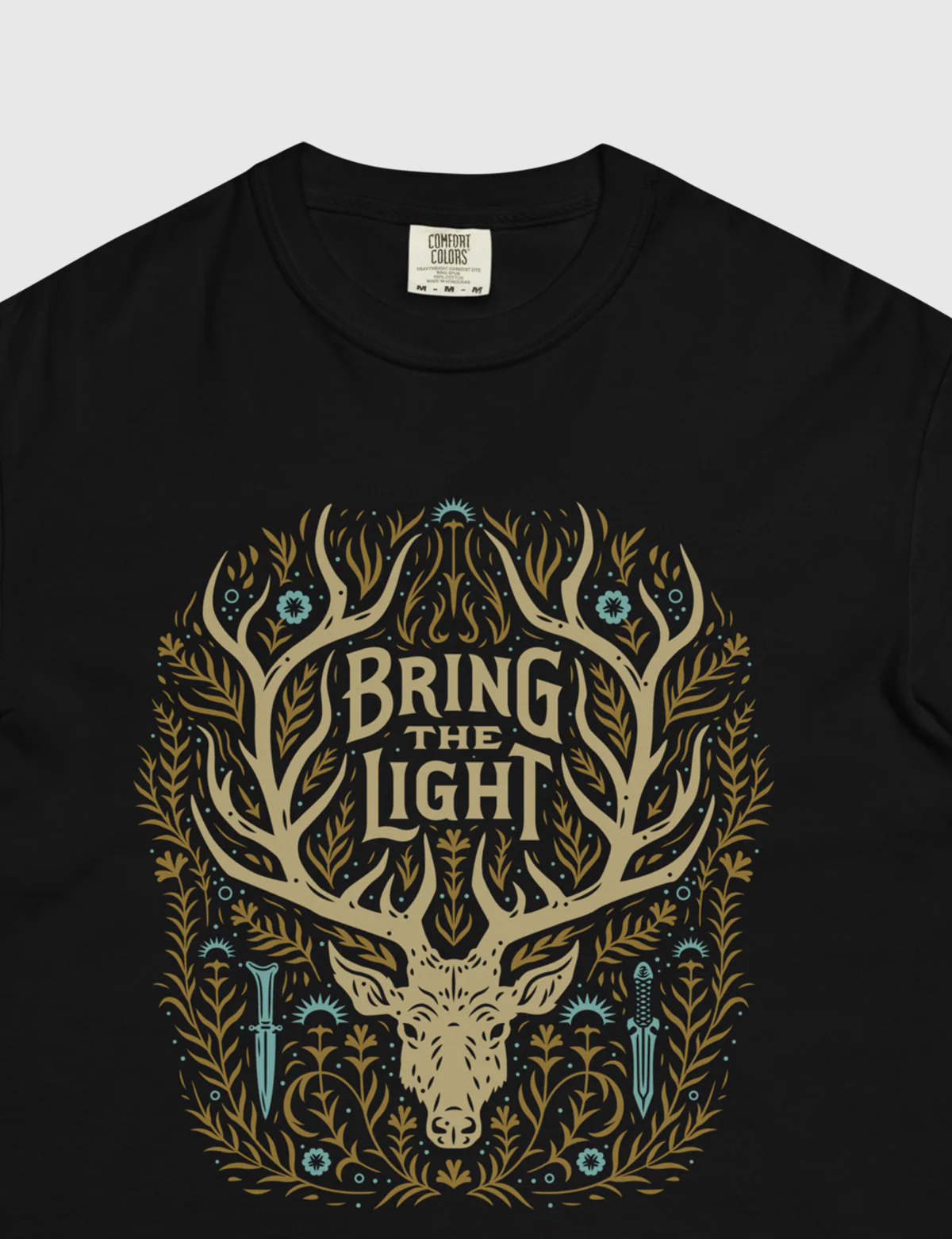 Shadow and Bone Bring the Light Men’s Garment-dyed Heavyweight T-shirt [Black] - Image 2