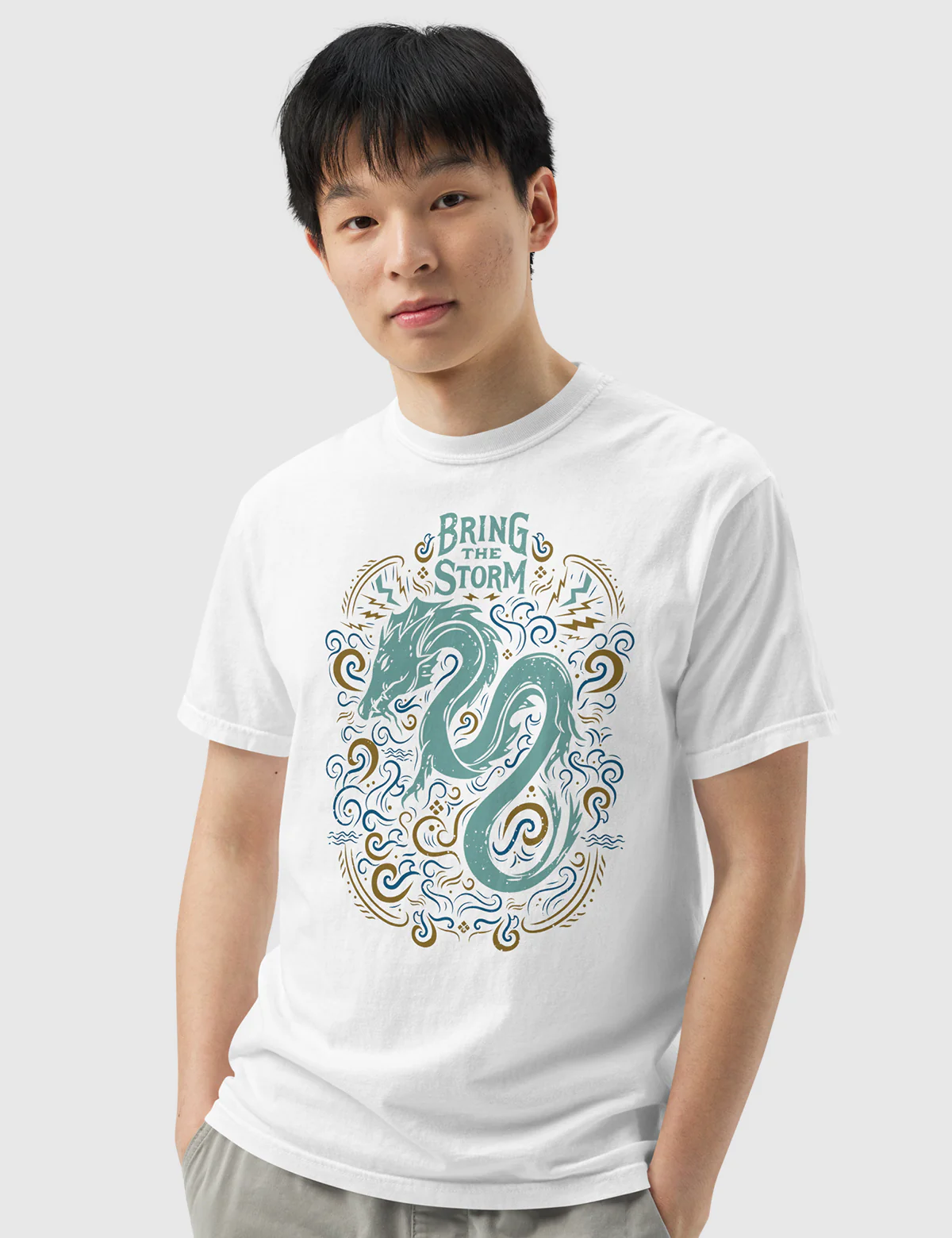 Shadow and Bone Bring the Storm Men's Garment-dyed Heavyweight T-shirt [White] - Image 2