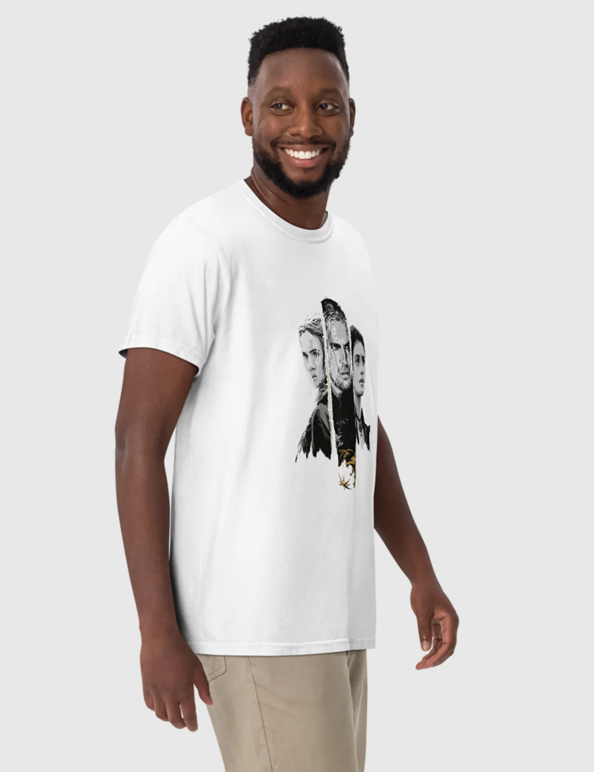 The Witcher Family Men’s Garment-dyed Heavyweight T-shirt [White] - Image 3