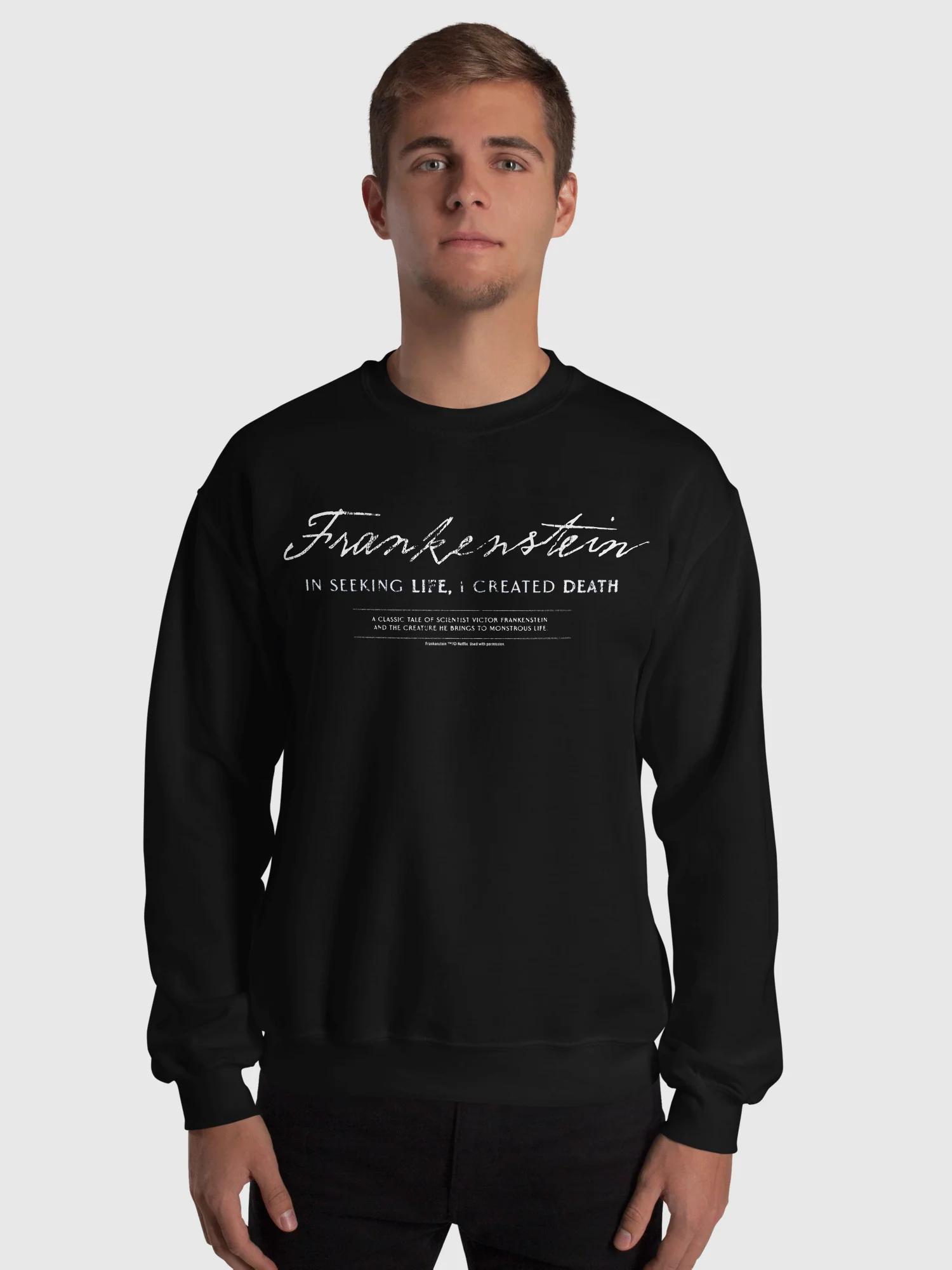 Frankenstein Crewneck Sweatshirt In Seeking Life, I Created Death - Image 2