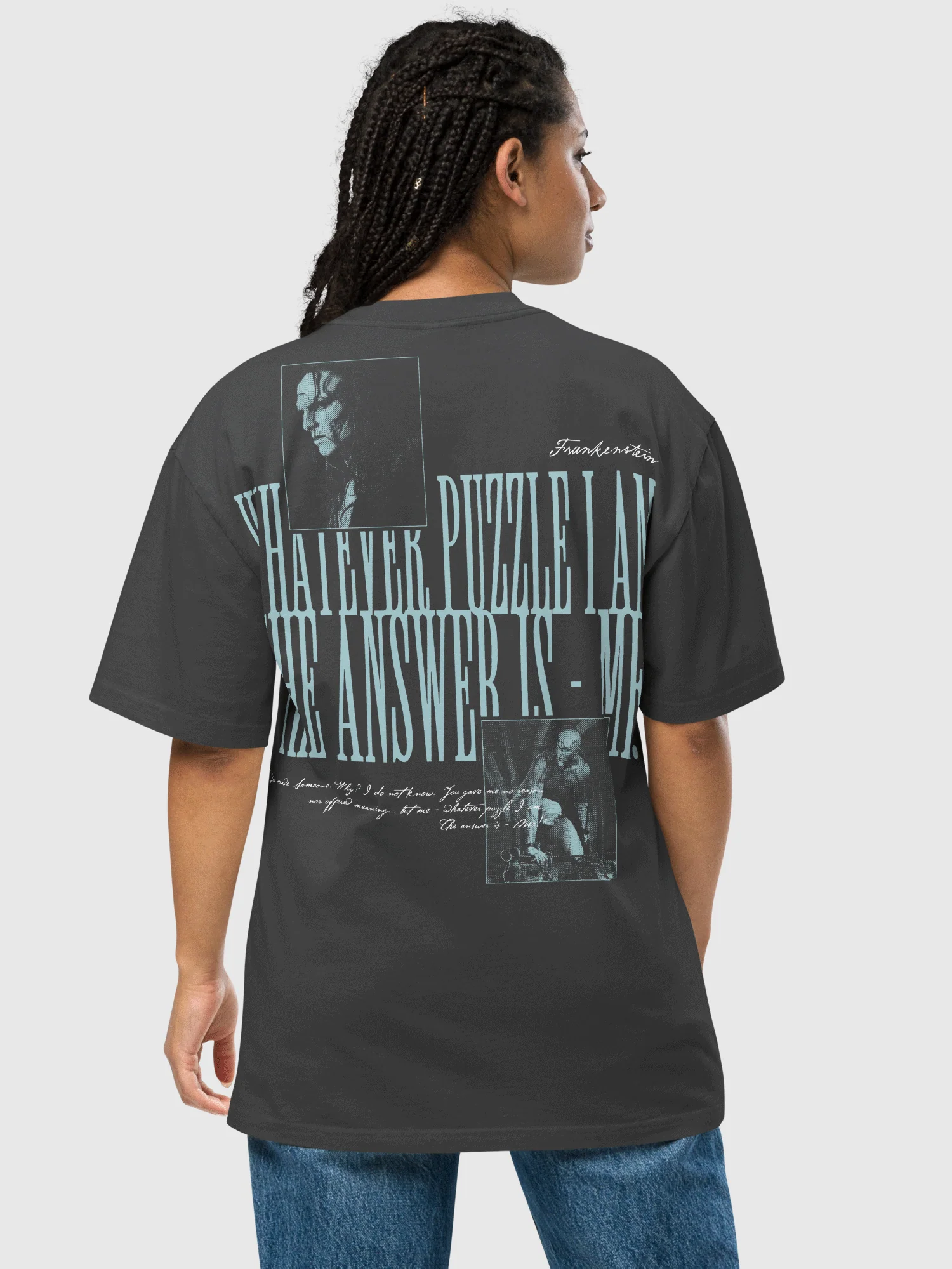 Frankenstein Oversized Faded T-Shirt Whatever Puzzle I Am - Image 3