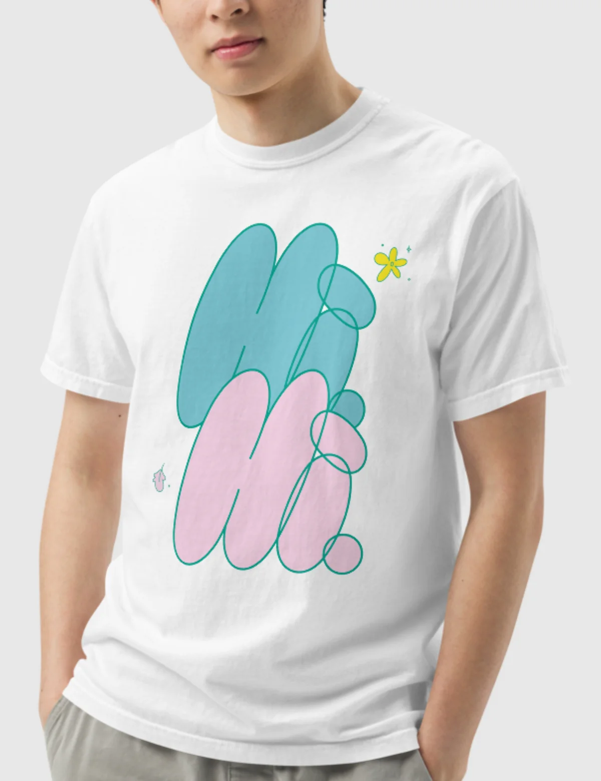 Heartstopper Unisex "Hi" Cartoon T-Shirt [White] - Image 2