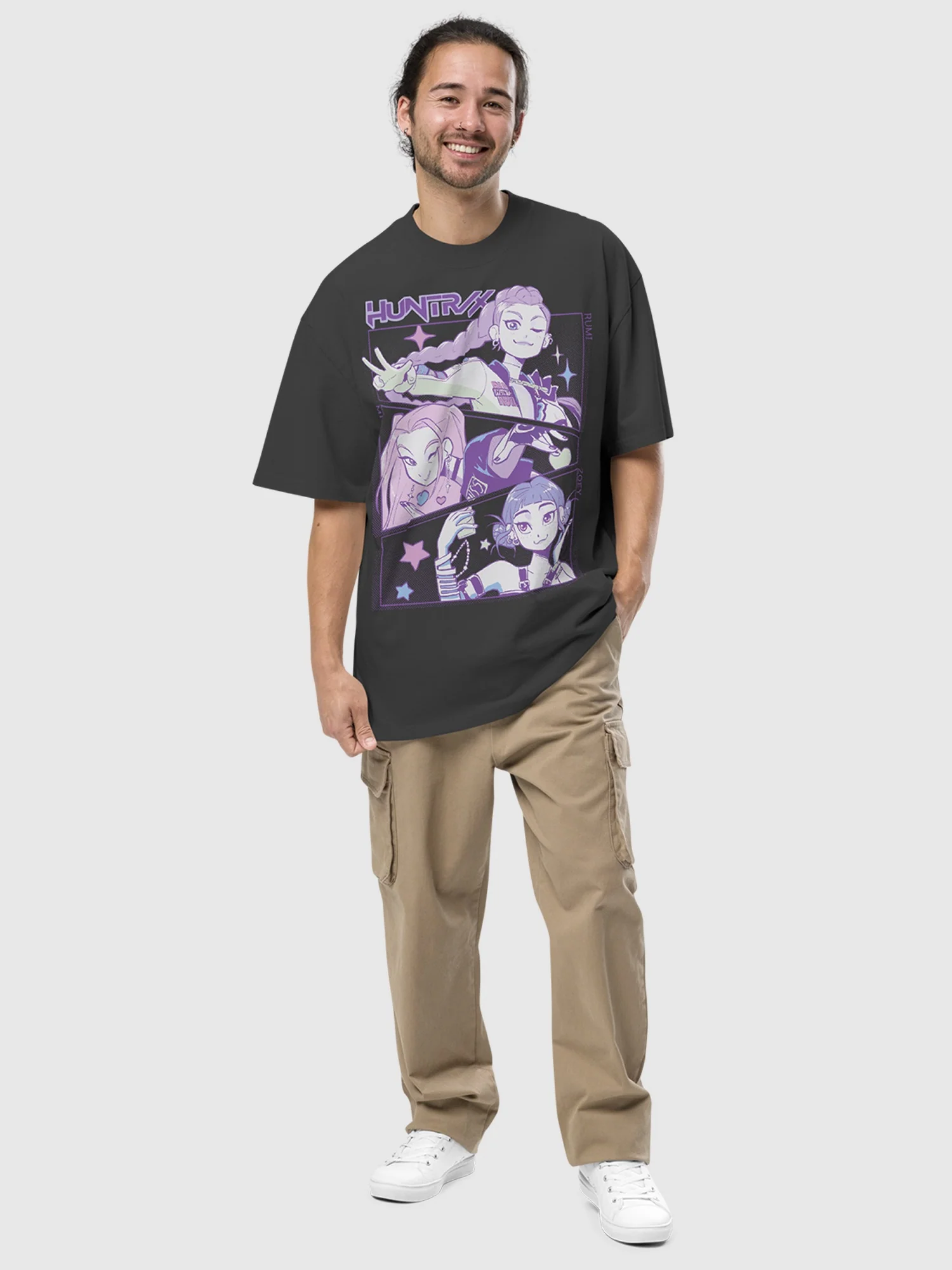 KPop Demon Hunters HUNTR/X Oversized Faded T-Shirt - Image 4