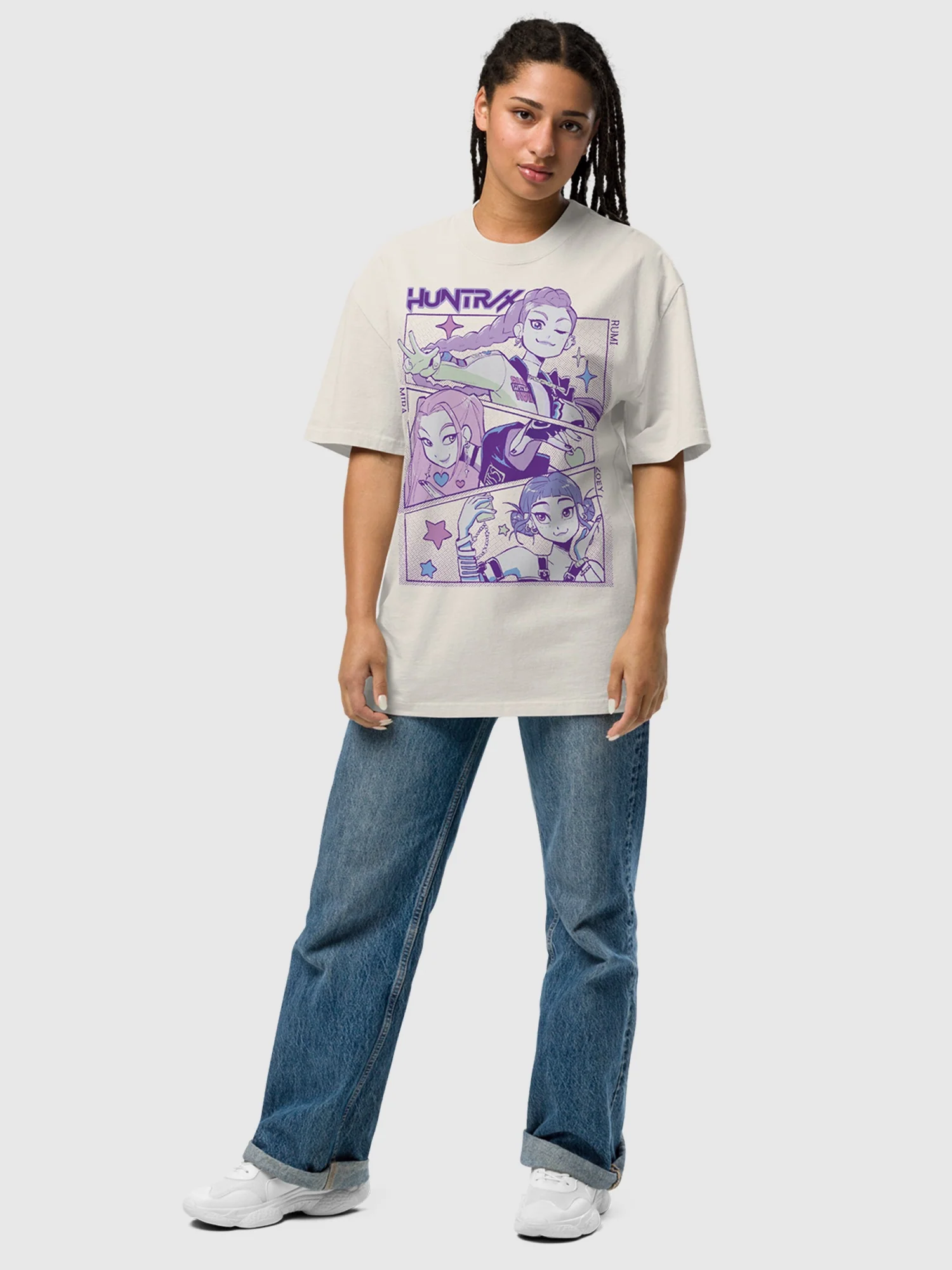 KPop Demon Hunters HUNTR/X Oversized Faded T-Shirt - Image 6