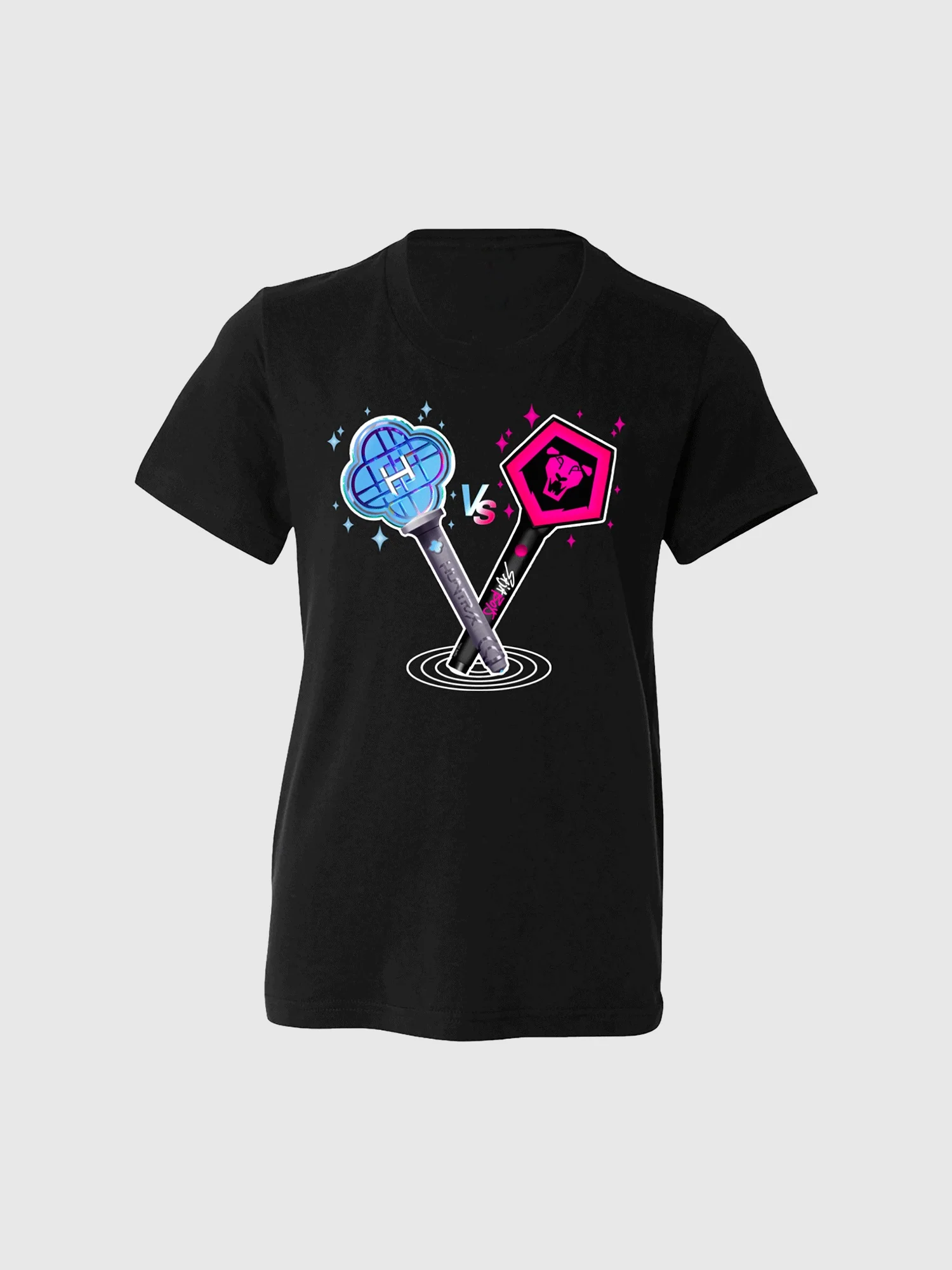 KPop Demon Hunters HUNTR/X & SAJA BOYS Light Sticks Glow in the Dark Kids T-Shirt - Image 2