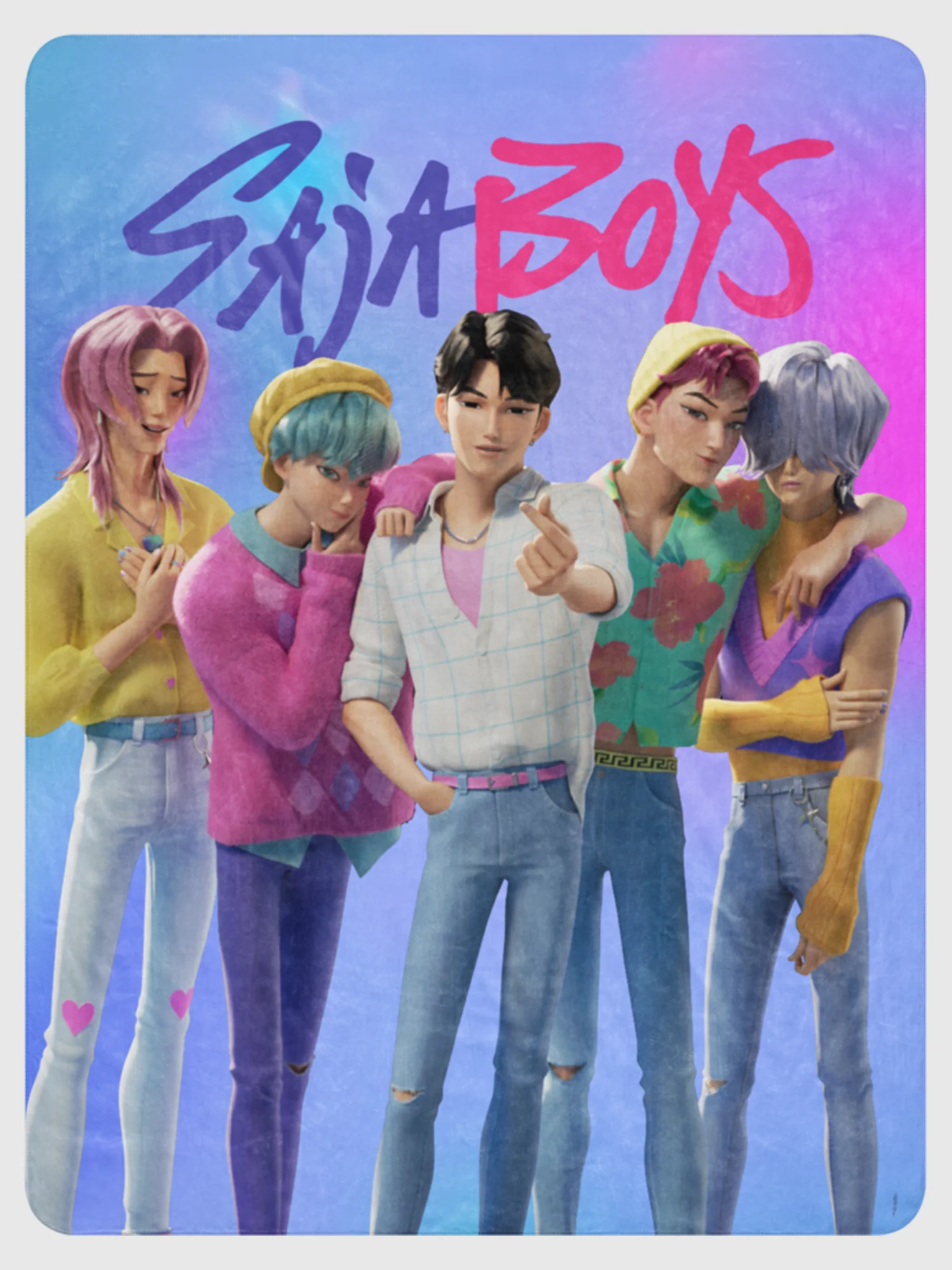 KPop Demon Hunters SAJA BOYS Sherpa Blanket - Image 4