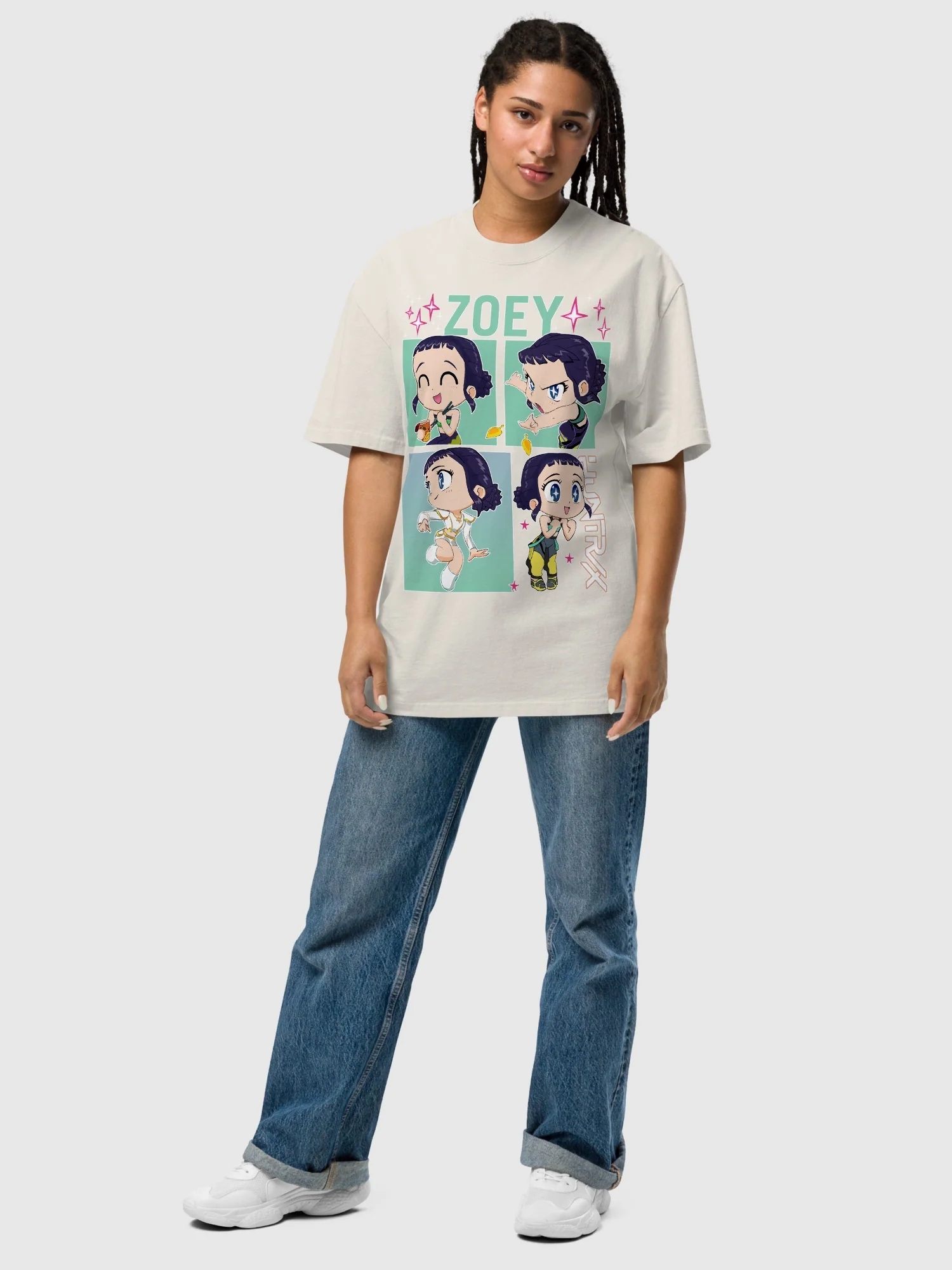 KPop Demon Hunters Zoey Oversized Faded T-Shirt - Image 3