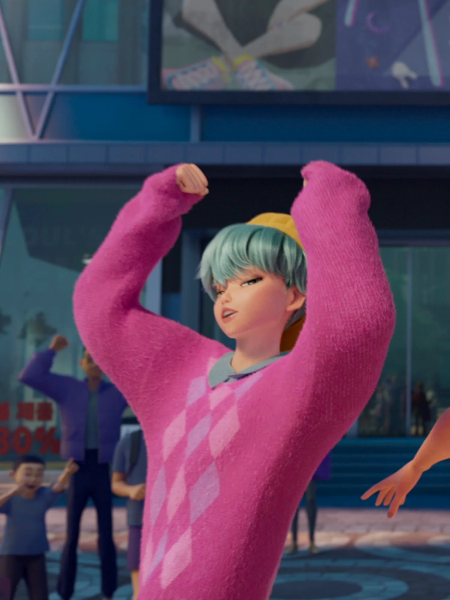 KPop Demon Hunters Baby Saja's Argyle Crewneck Sweatshirt - Image 2