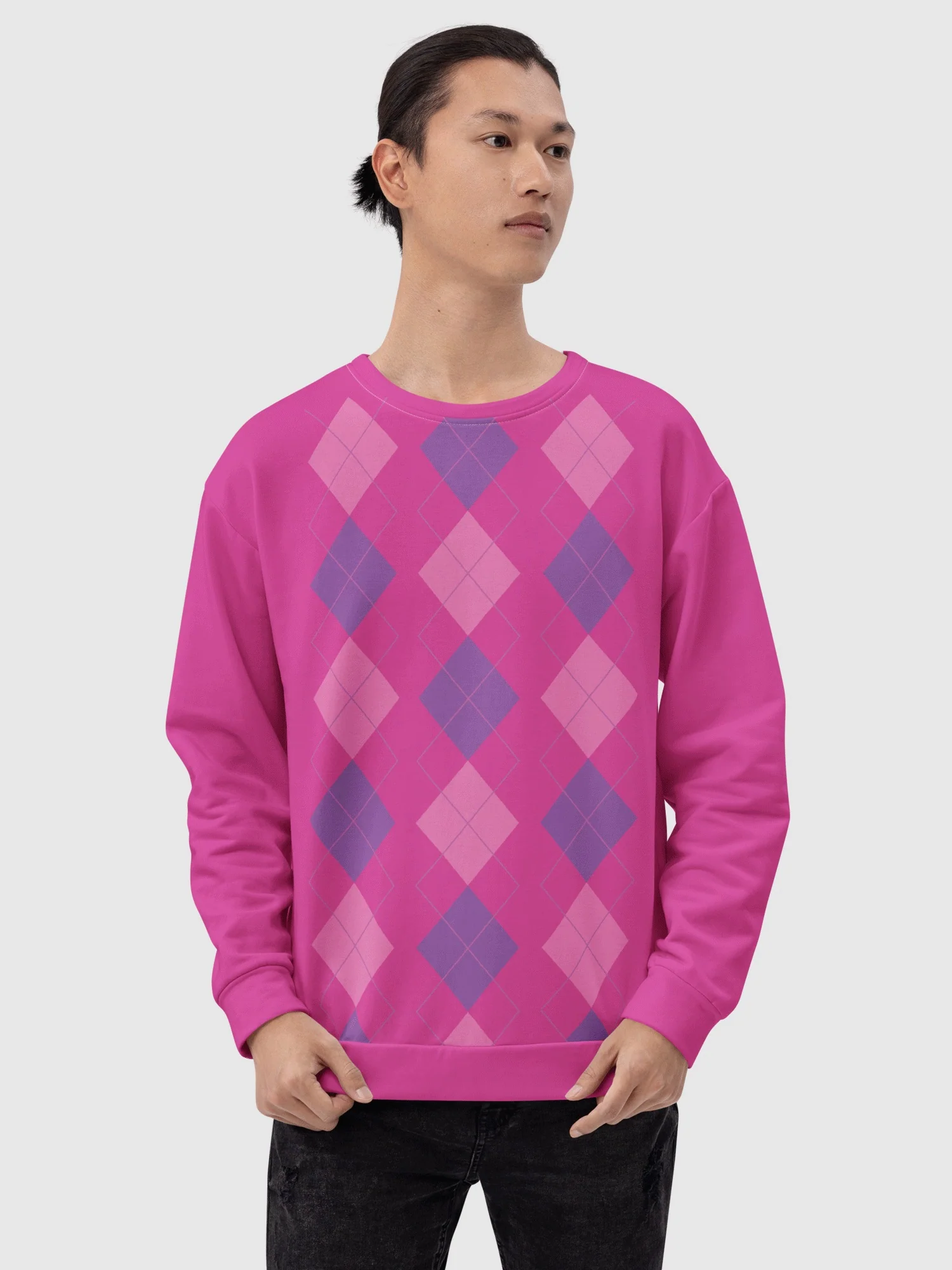 KPop Demon Hunters Baby Saja's Argyle Crewneck Sweatshirt - Image 4