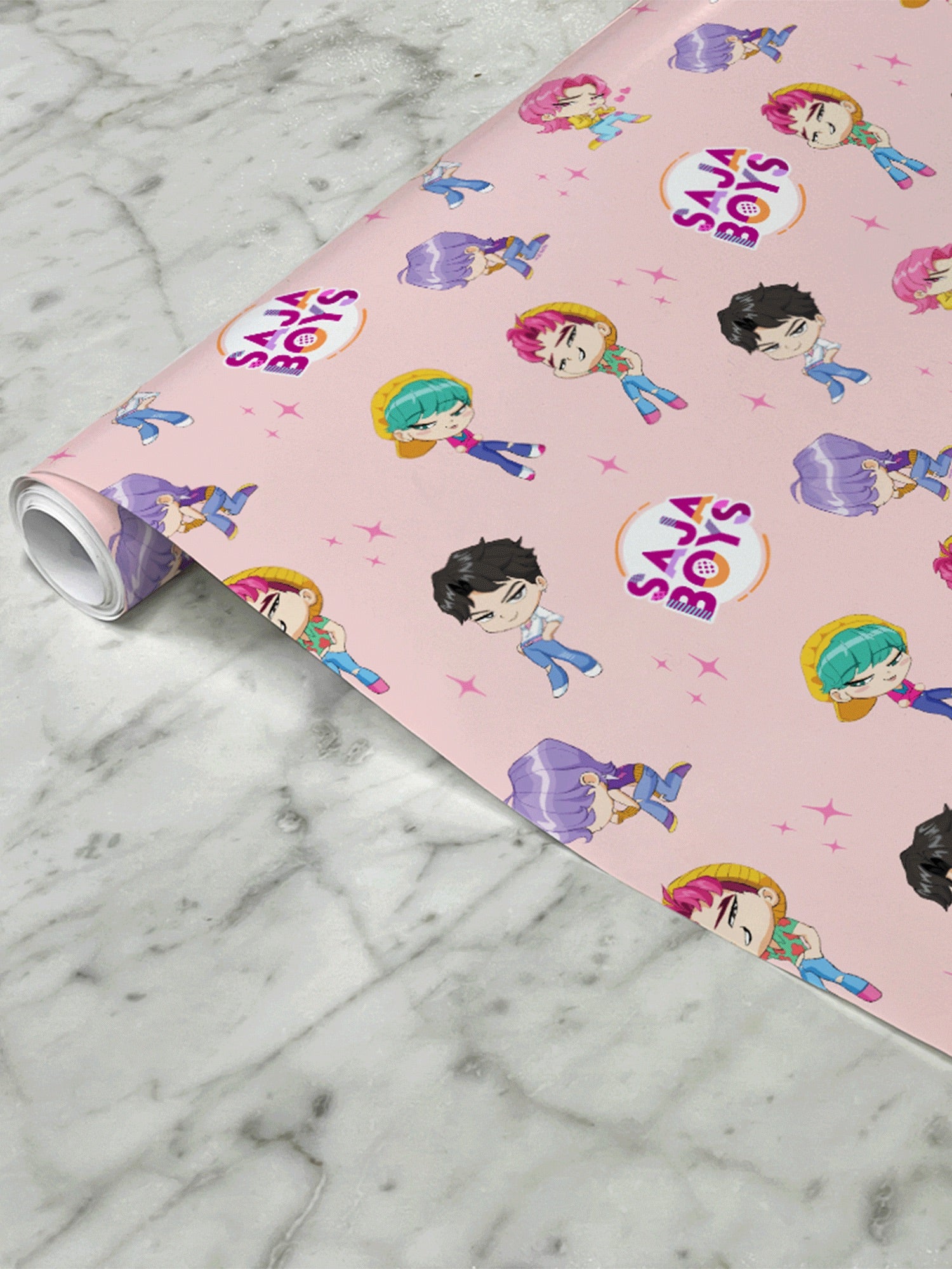 KPop Demon Hunters Chibi SAJA BOYS Wrapping Paper - Image 3