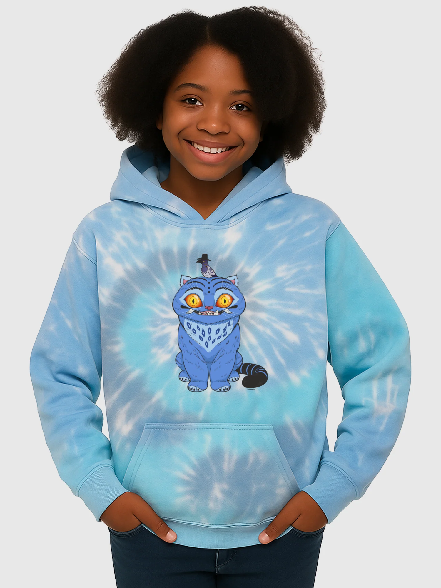 KPop Demon Hunters Derpy Tiger and Sussie Magpie Tie-Dye Kids Hoodie - Image 2
