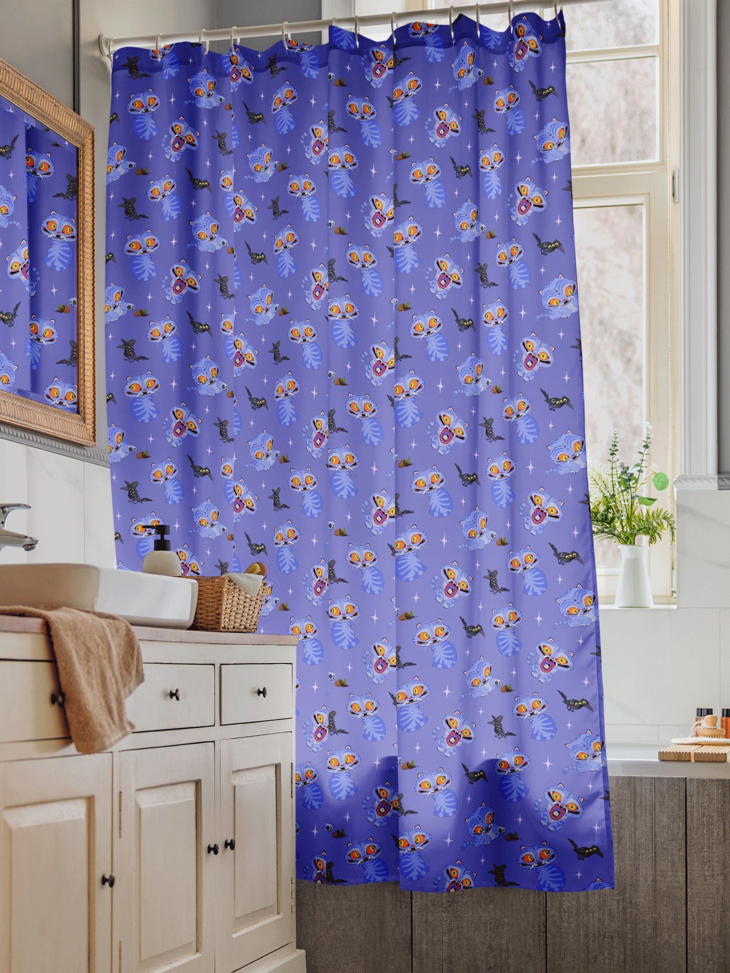 KPop Demon Hunters Derpy Tiger and Sussie Magpie Shower Curtain - Image 3