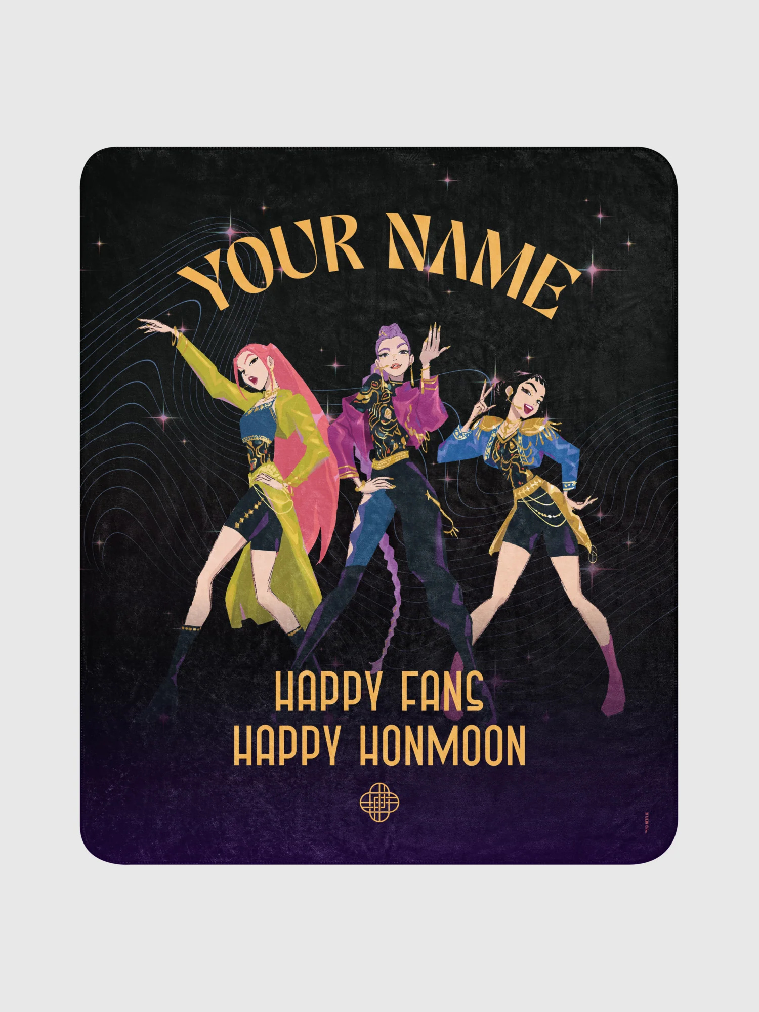 KPop Demon Hunters Happy Fans Happy Honmoon Personalized Sherpa Blanket - Image 3
