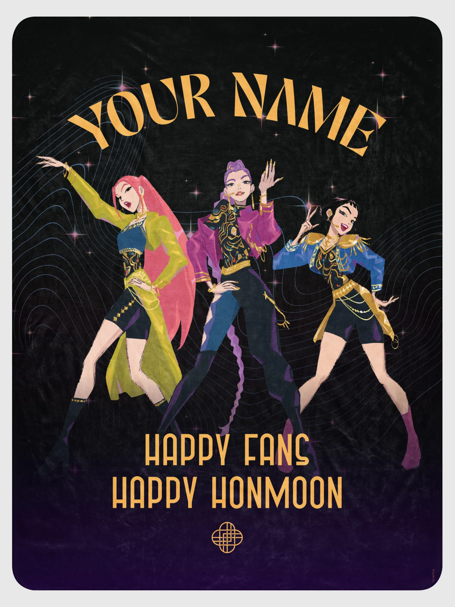 KPop Demon Hunters Happy Fans Happy Honmoon Personalized Sherpa Blanket - Image 5