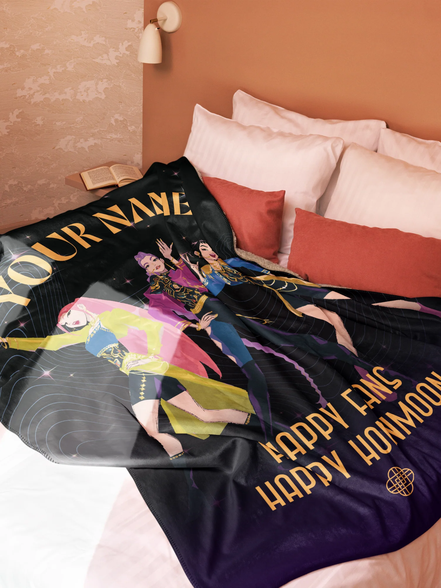 KPop Demon Hunters Happy Fans Happy Honmoon Personalized Sherpa Blanket - Image 9