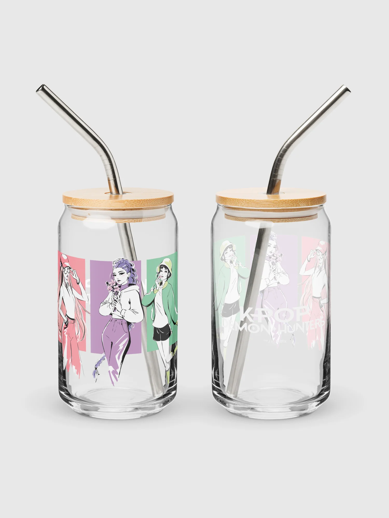 KPop Demon Hunters HUNTR/X Can Shaped Glass With Lid Spring - Image 2