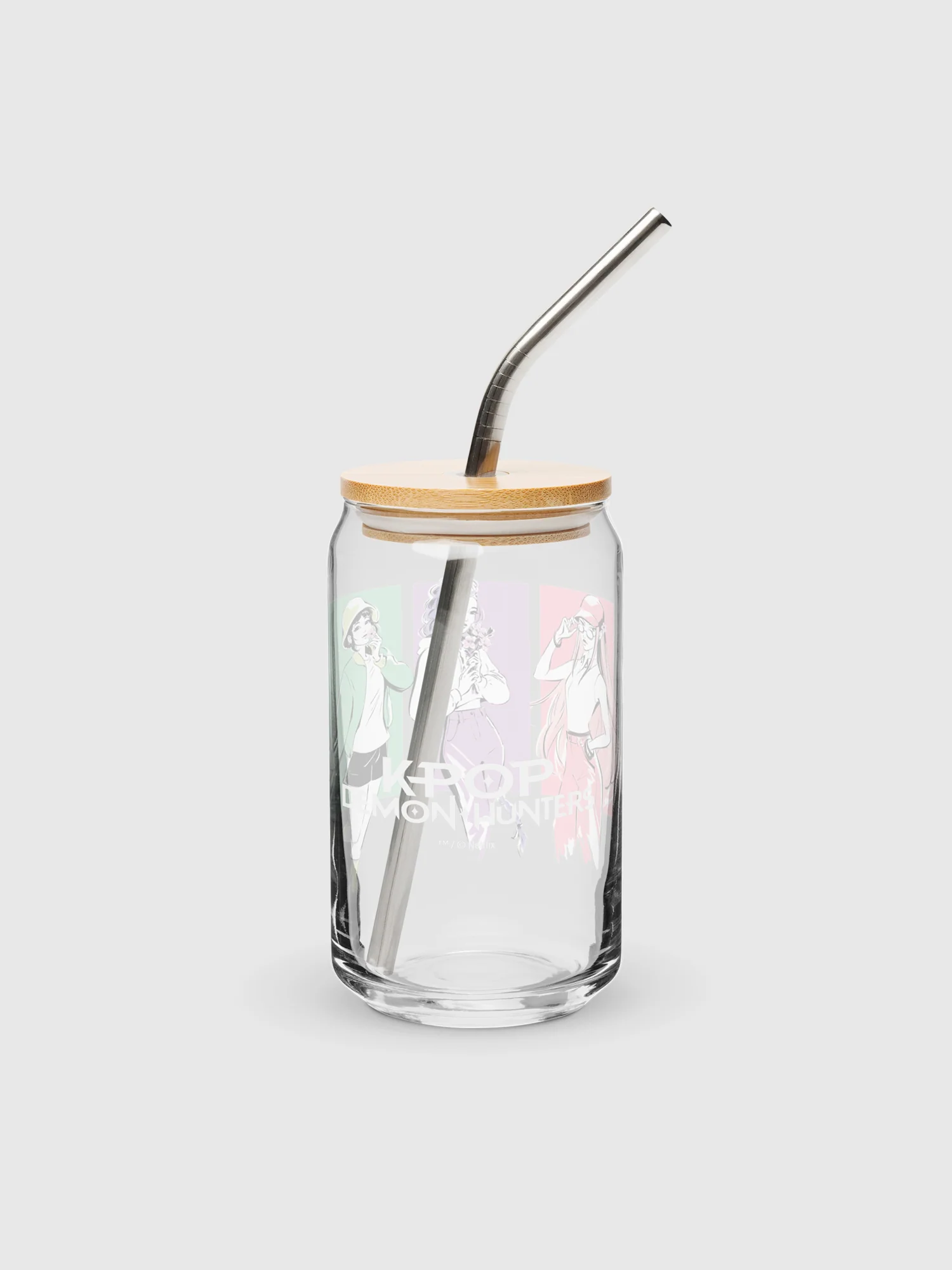 KPop Demon Hunters HUNTR/X Can Shaped Glass With Lid Spring - Image 4
