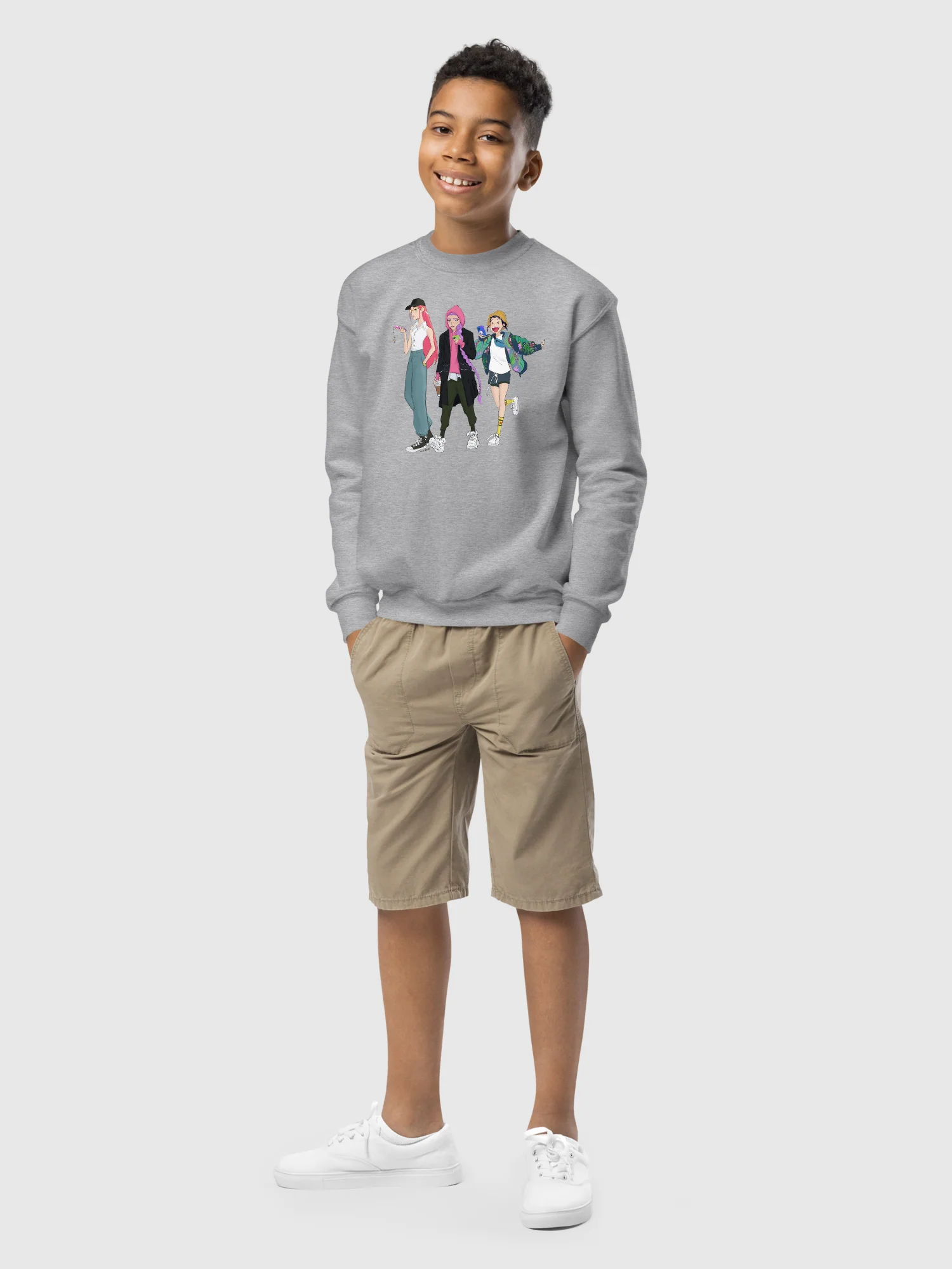 KPop Demon Hunters HUNTR/X Off Duty Youth Crewneck Sweatshirt - Image 2