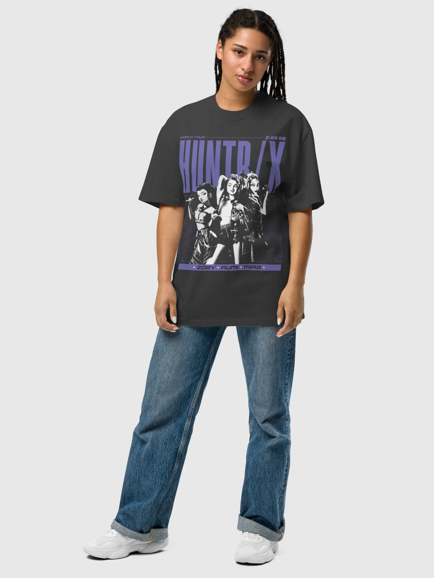KPop Demon Hunters HUNTR/X World Tour Oversized T-Shirt - Image 3