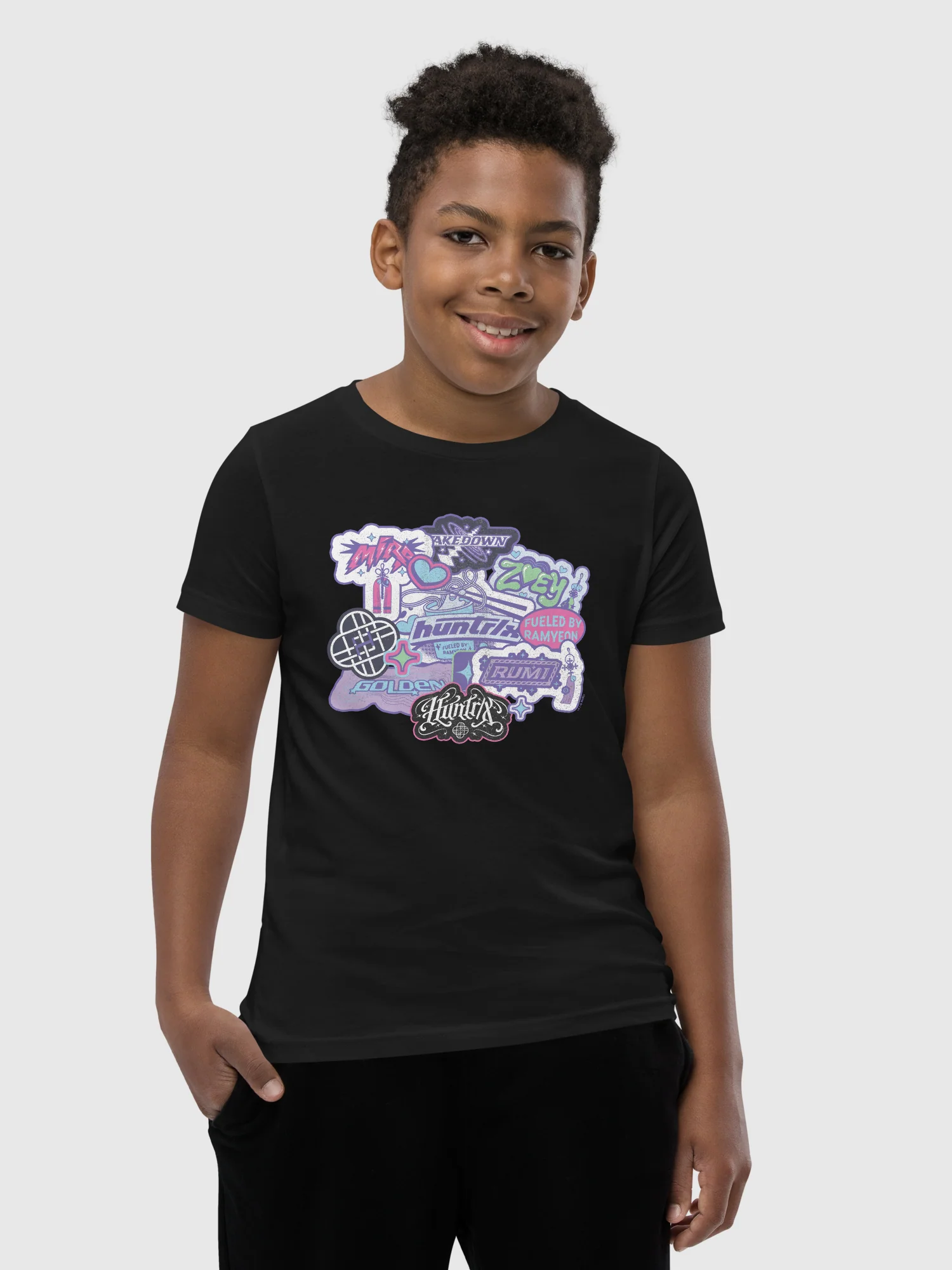 KPop Demon Hunters HUNTR/X Youth T-Shirt Collage - Image 4