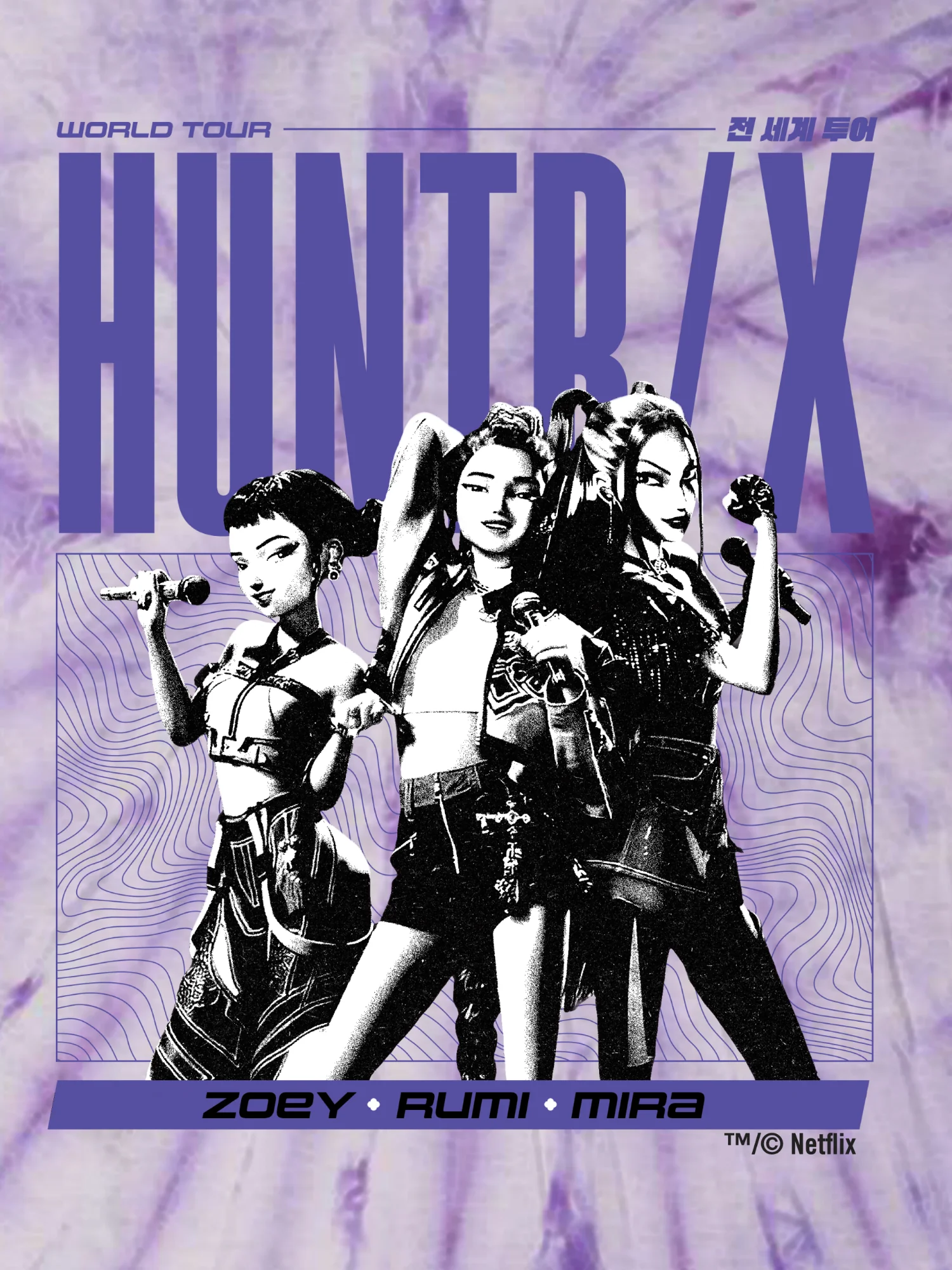 KPop Demon Hunters HUNTR/X Tie-Dye T-Shirt - Image 3