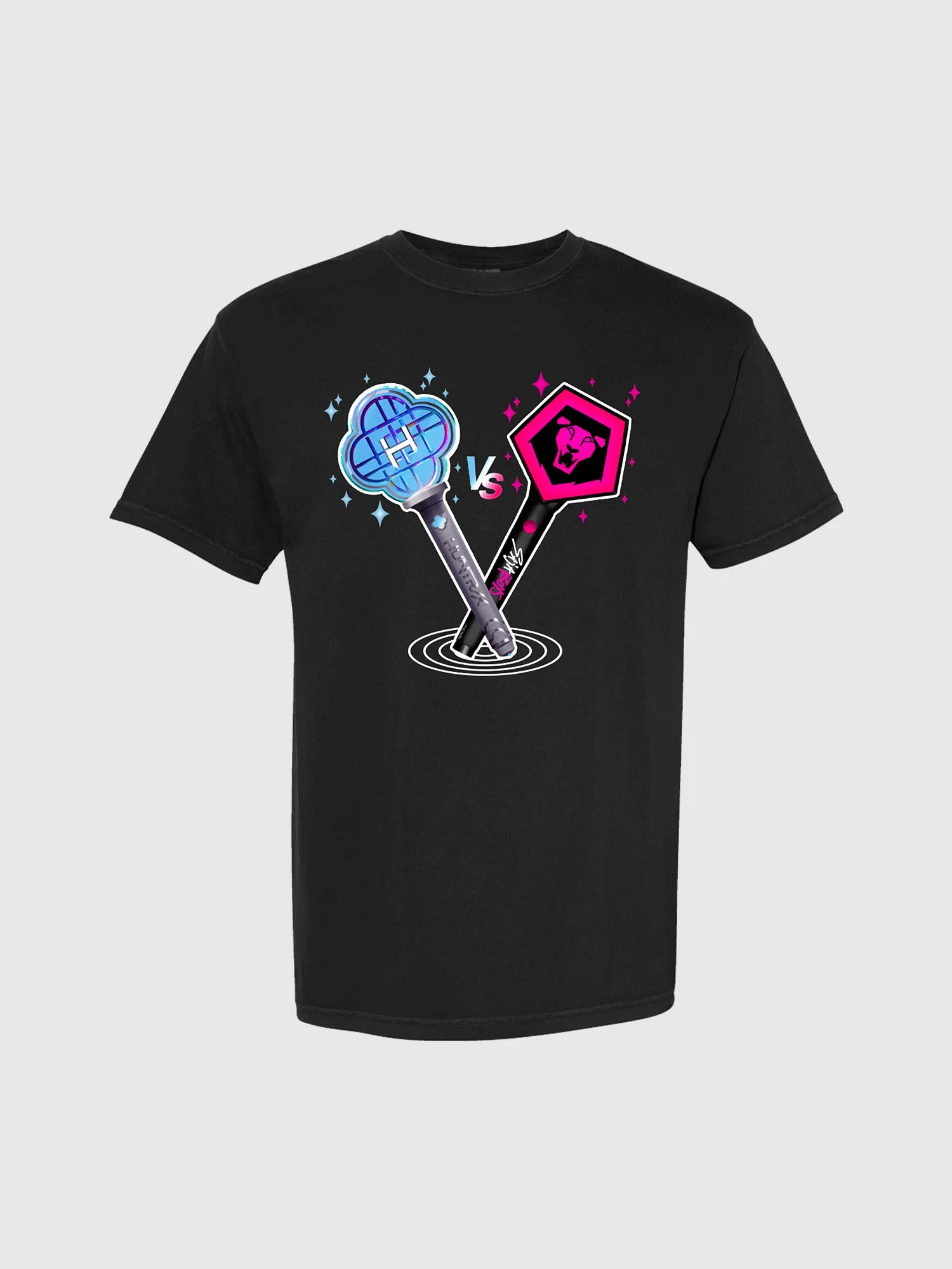 KPop Demon Hunters HUNTR/X & SAJA BOYS Light Sticks Glow in the Dark Adult T-Shirt - Image 2