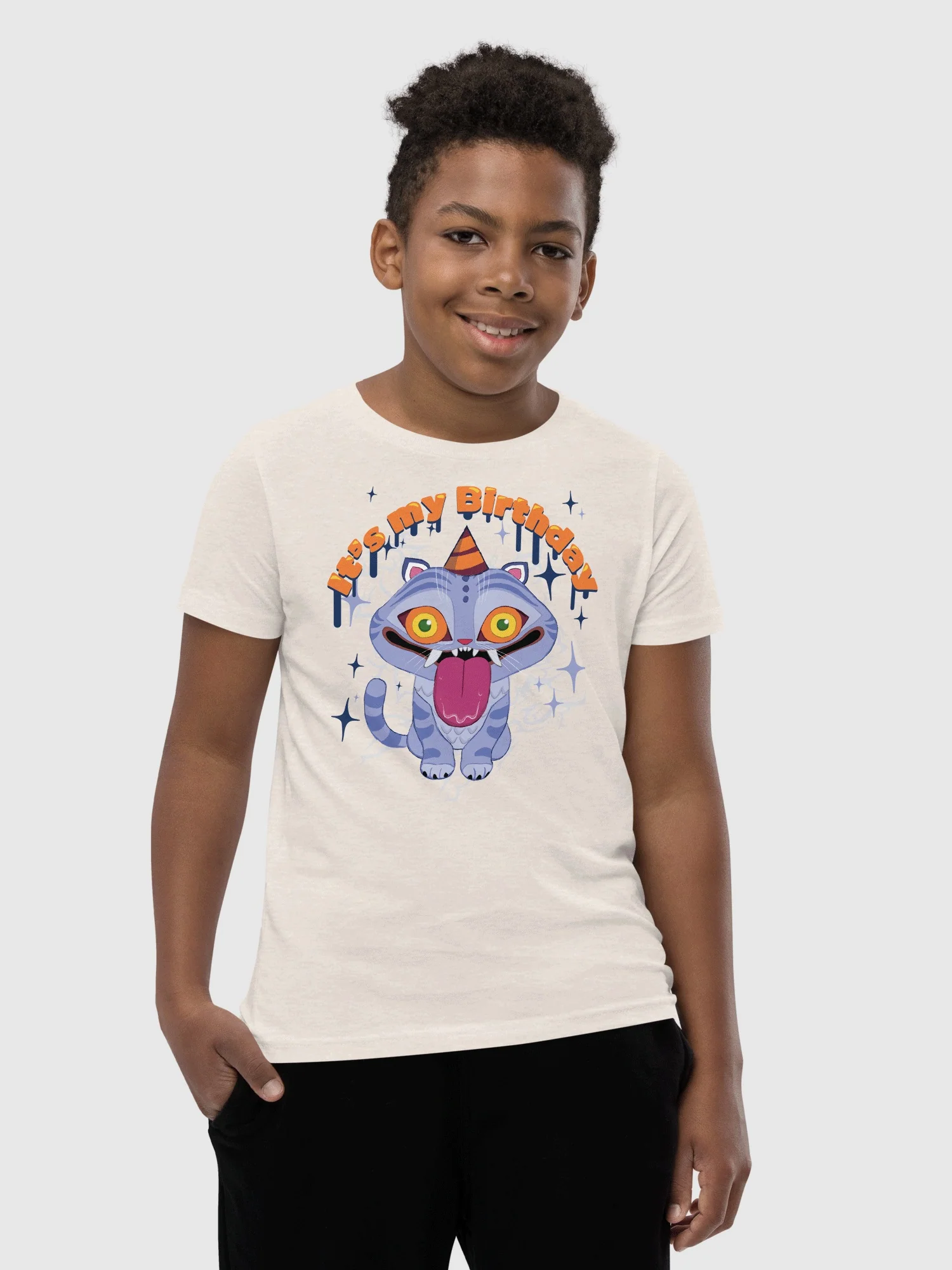 KPop Demon Hunters It's My Birthday Derpy Tiger Kids T-Shirt - Image 4