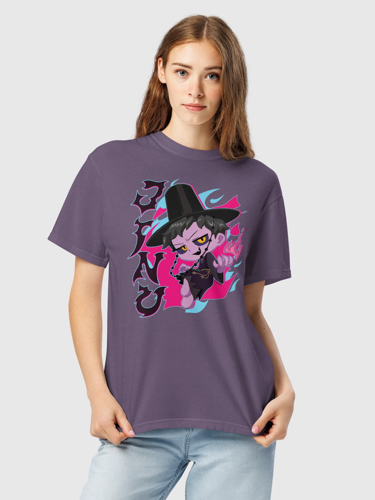 KPop Demon Hunters Jinu Chibi Comfort Colors T-Shirt - Image 2