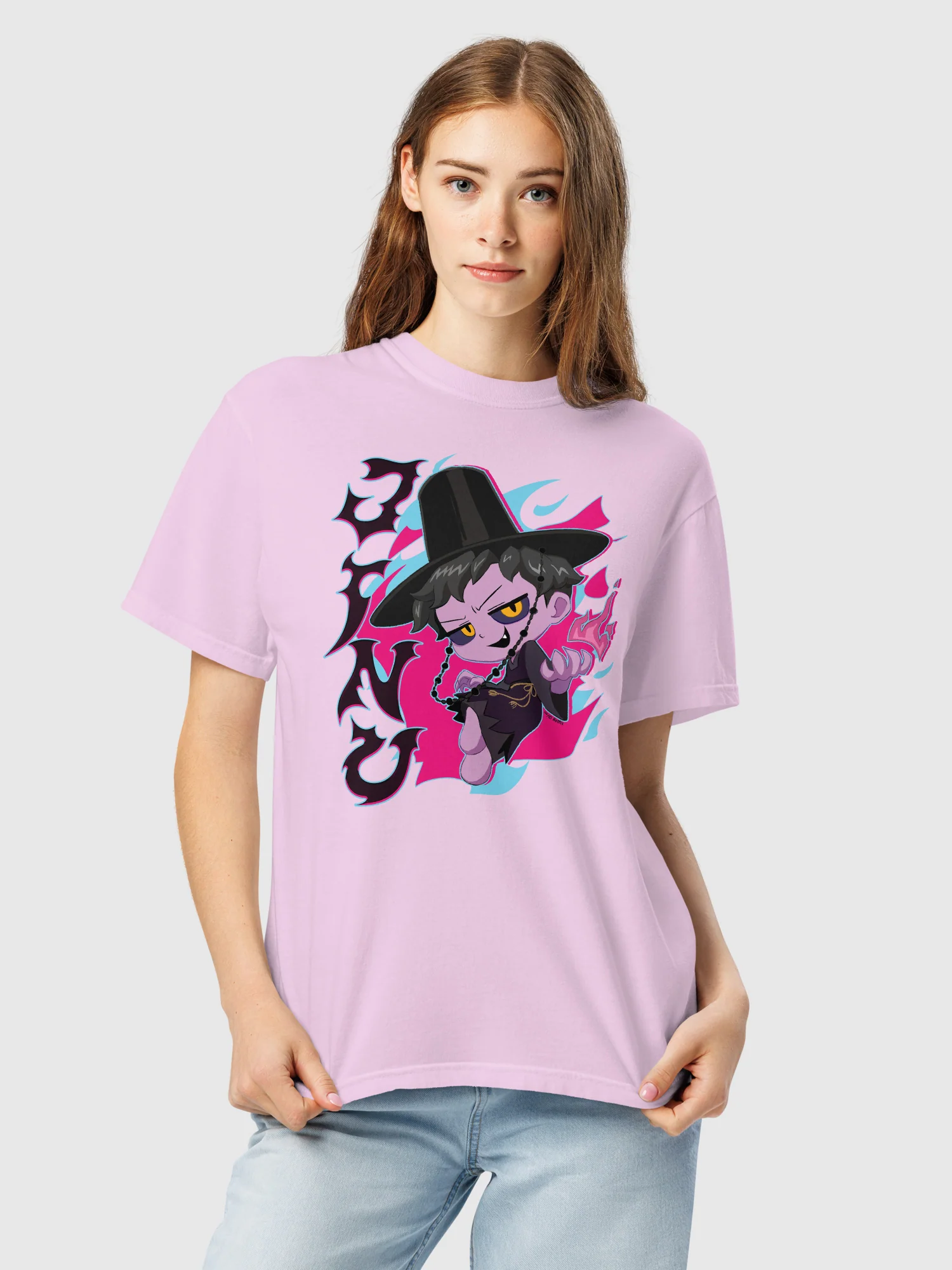 KPop Demon Hunters Jinu Chibi Comfort Colors T-Shirt - Image 4