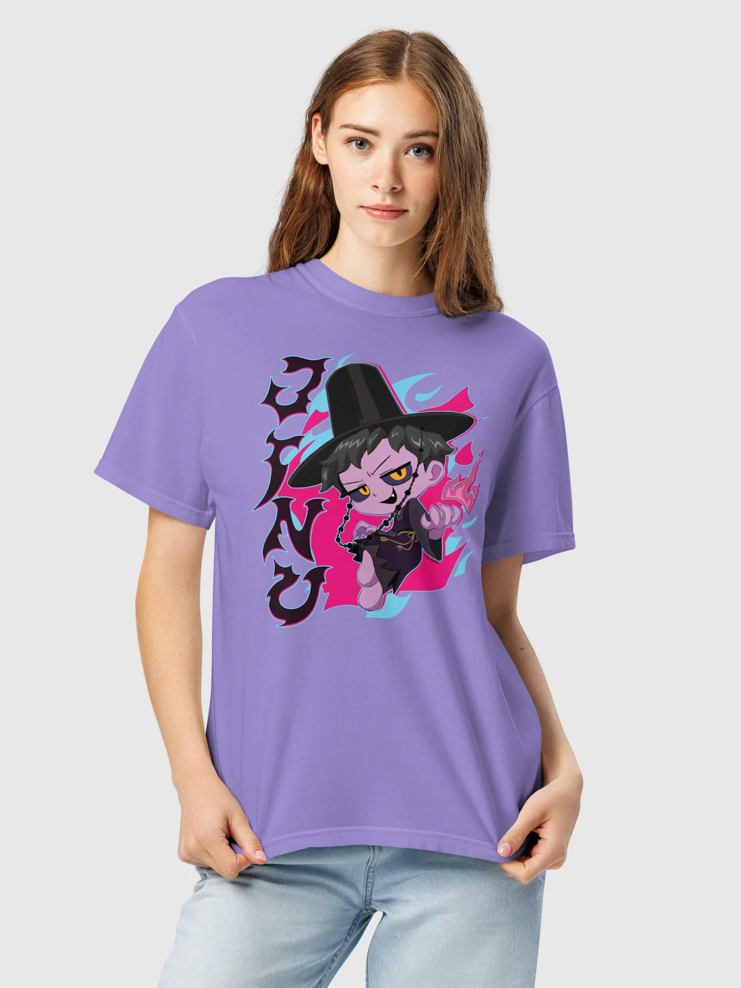 KPop Demon Hunters Jinu Chibi Comfort Colors T-Shirt - Image 6