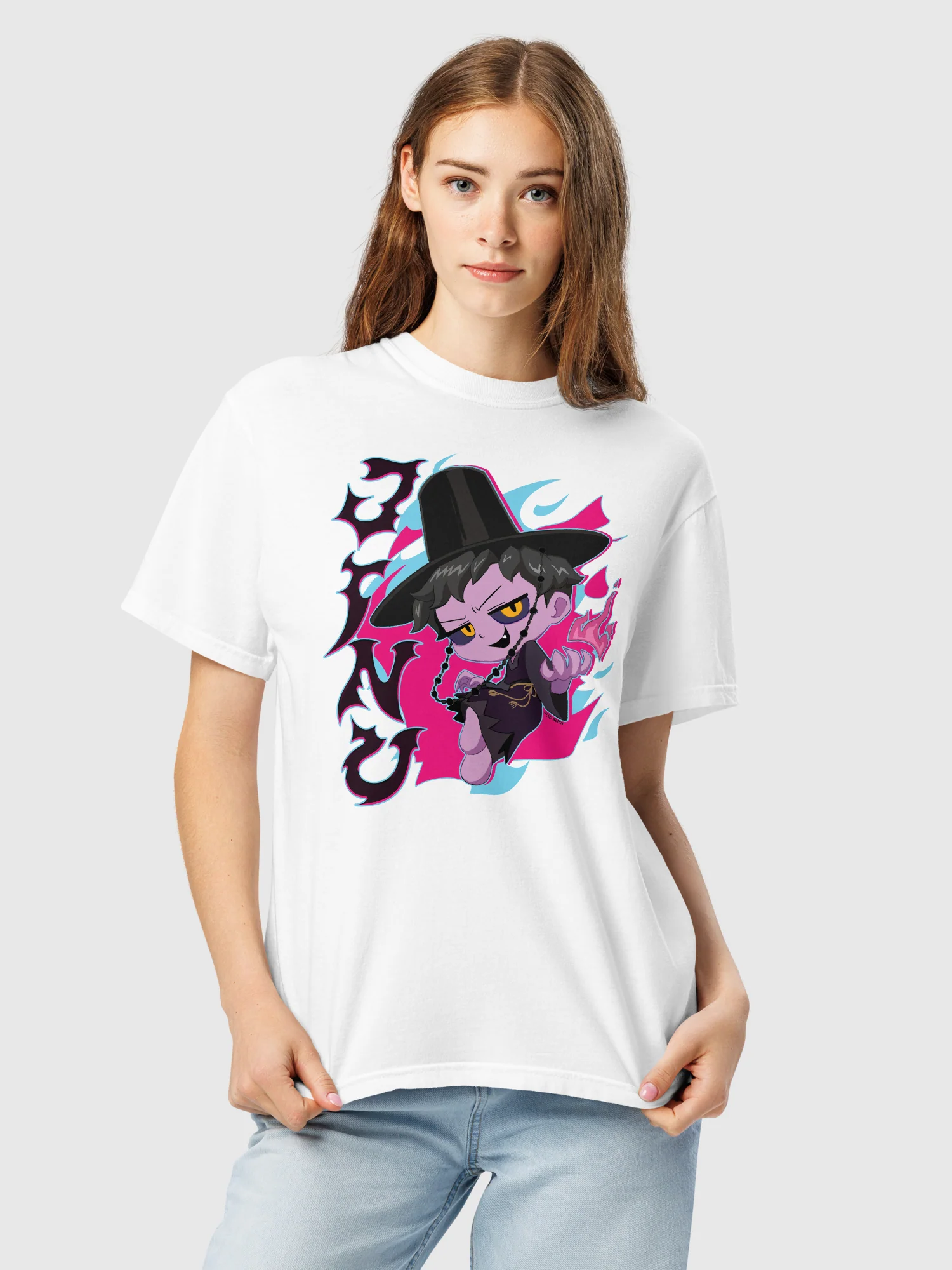KPop Demon Hunters Jinu Chibi Comfort Colors T-Shirt - Image 8