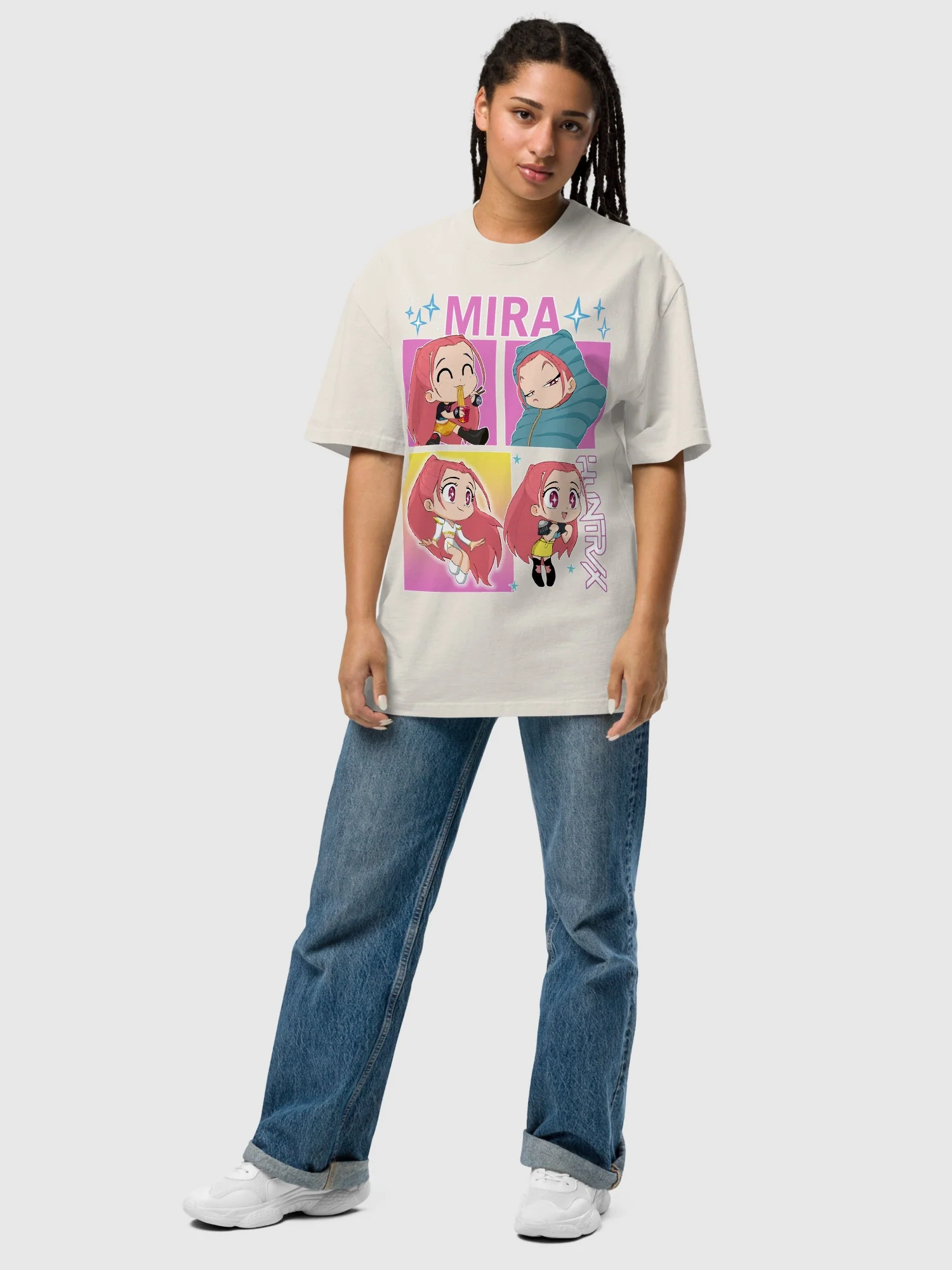 KPop Demon Hunters Mira Oversized Faded T-Shirt - Image 3