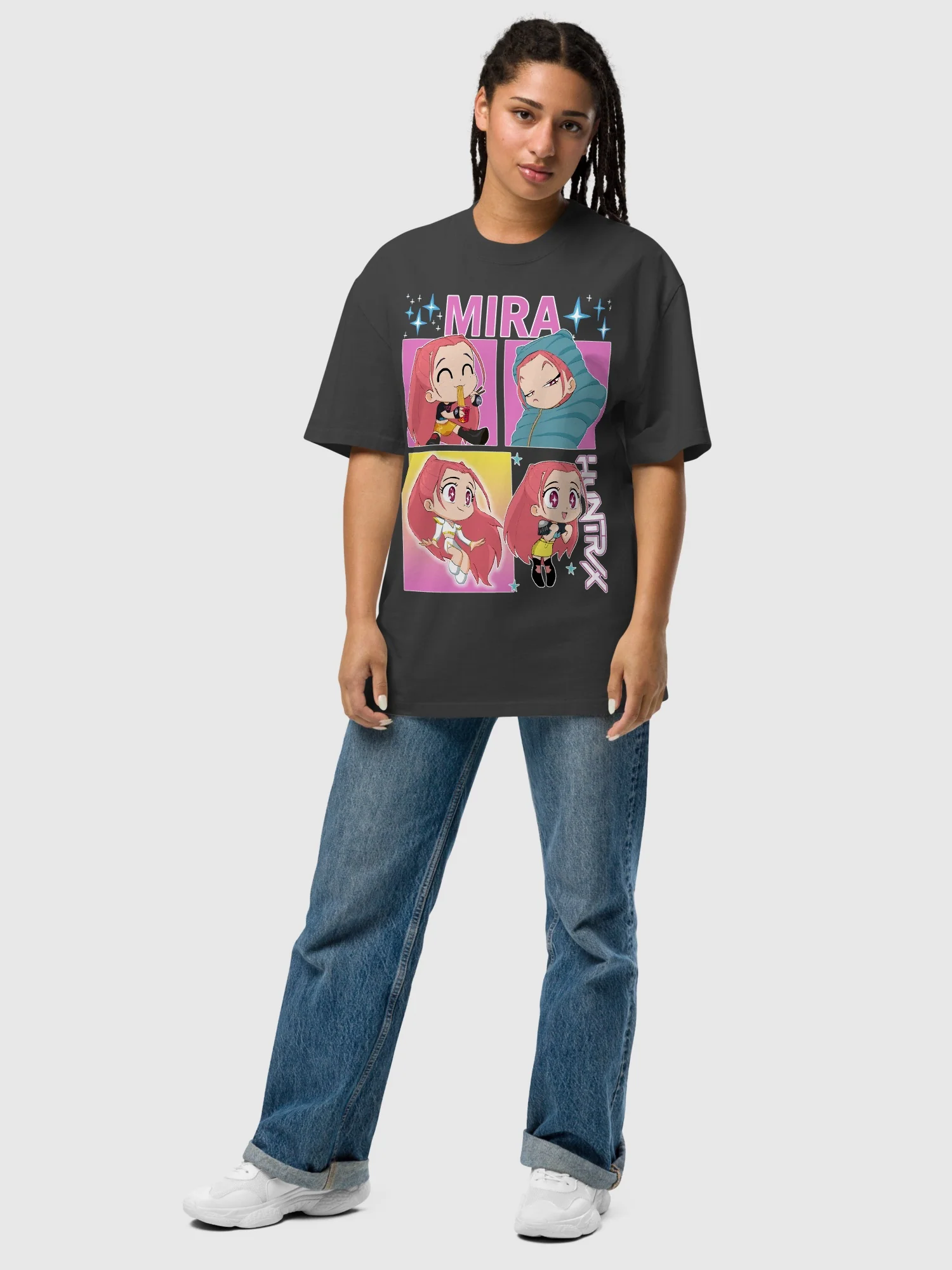 KPop Demon Hunters Mira Oversized Faded T-Shirt - Image 4