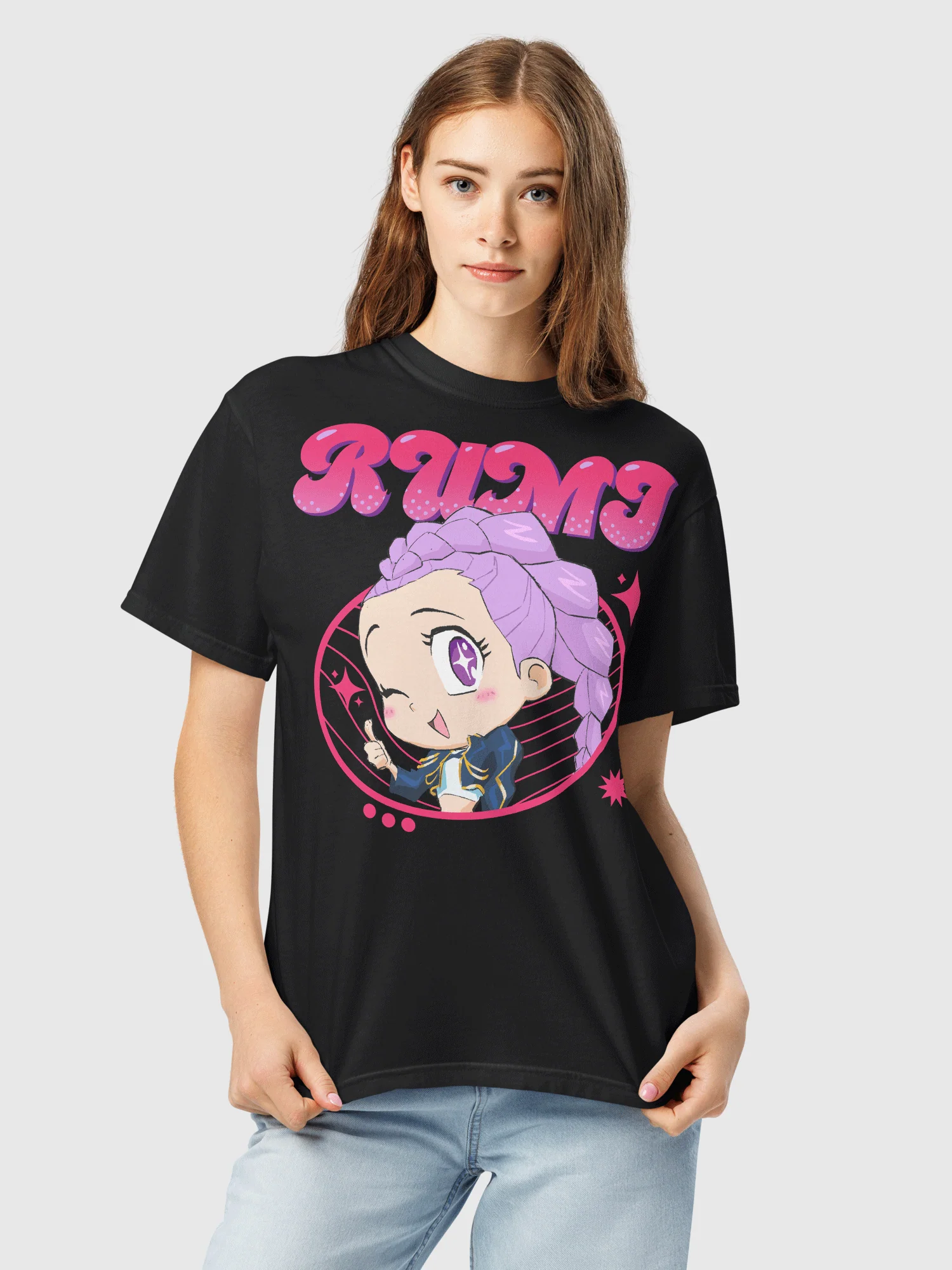 KPop Demon Hunters Rumi Chibi Comfort Colors T-Shirt - Image 3