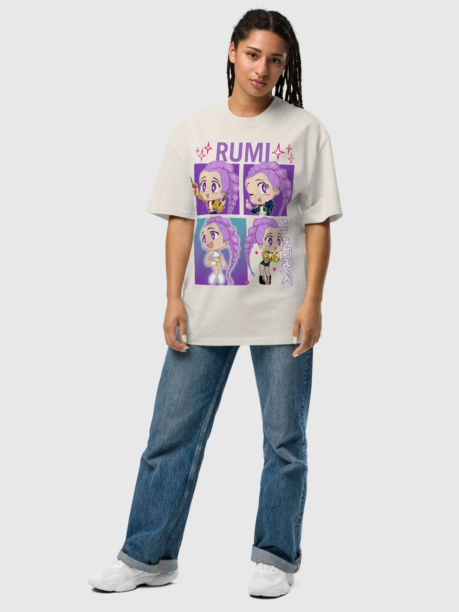KPop Demon Hunters Rumi Oversized Faded T-Shirt - Image 3