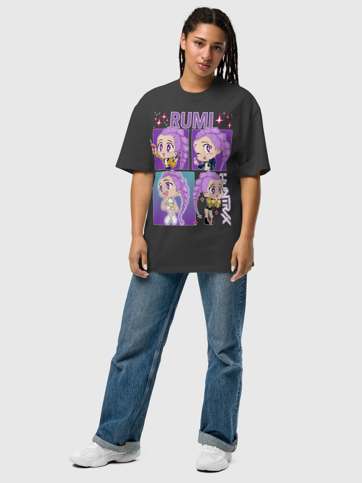 KPop Demon Hunters Rumi Oversized Faded T-Shirt - Image 4