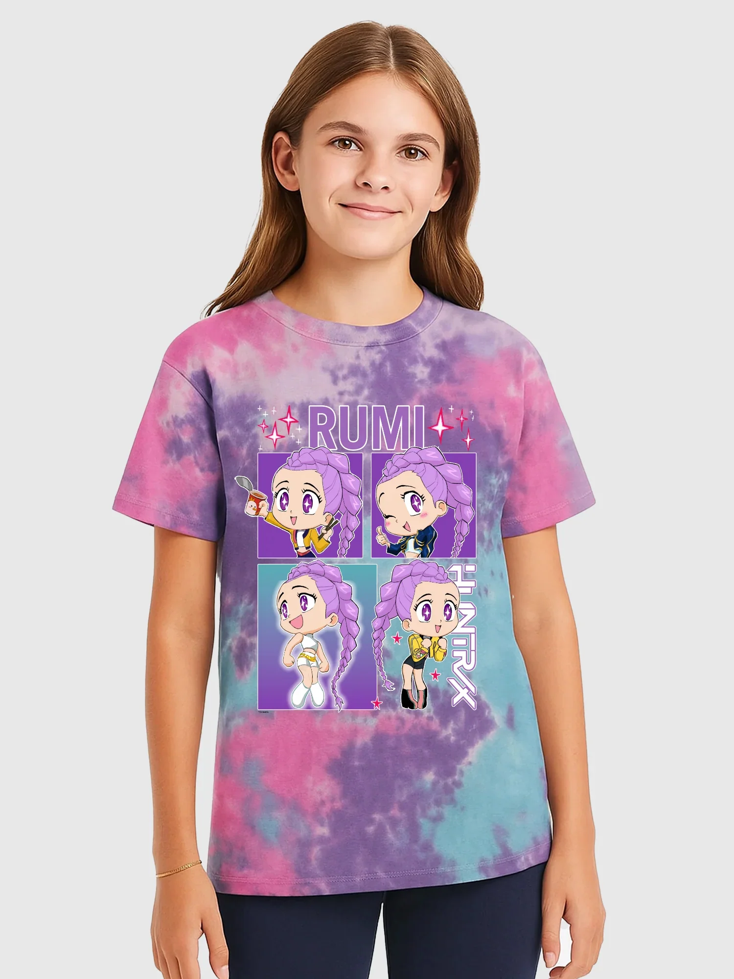 KPop Demon Hunters Rumi Tie-Dye Kids T-Shirt - Image 3