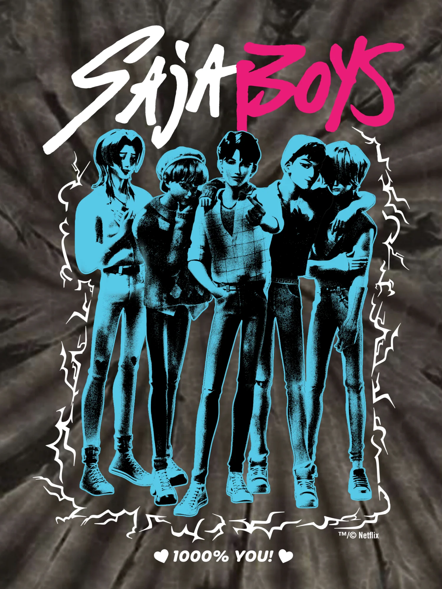 KPop Demon Hunters SAJA BOYS Unisex Tie-Dye T-Shirt - Image 3