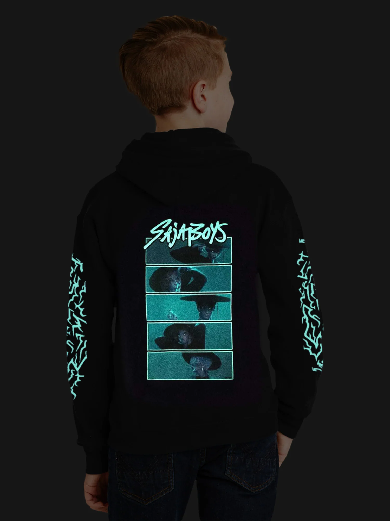 KPop Demon Hunters SAJA BOYS Glow in the Dark Kids Hoodie - Image 7