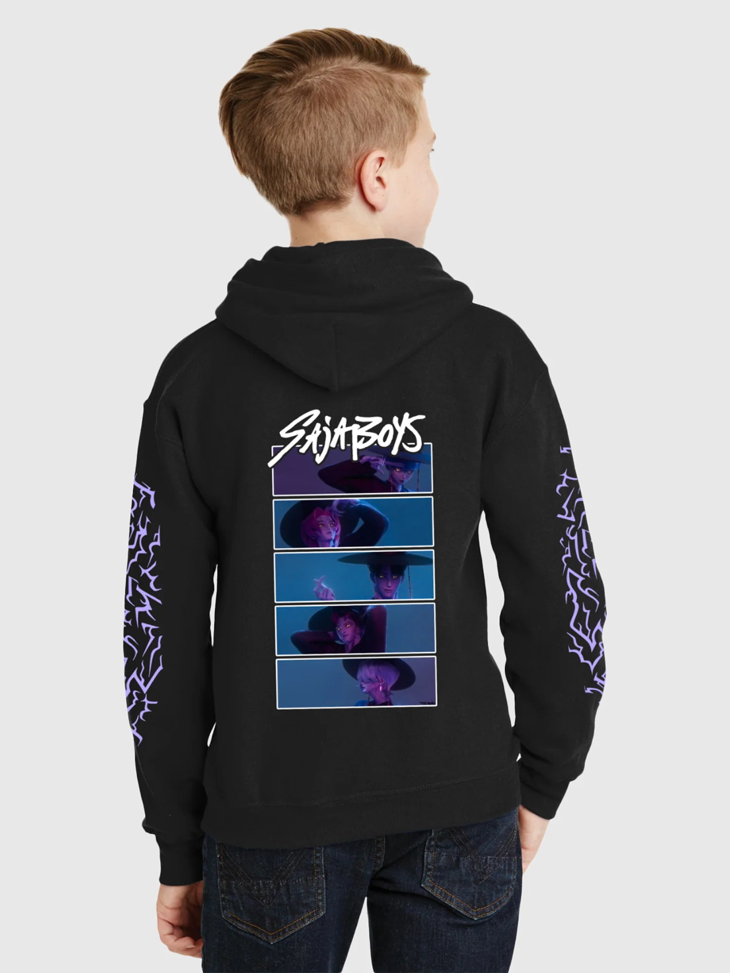 KPop Demon Hunters SAJA BOYS Glow in the Dark Kids Hoodie - Image 9