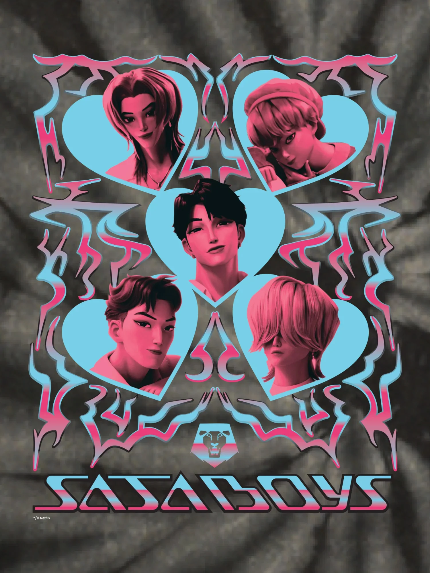 KPop Demon Hunters SAJA BOYS Tie-Dye Kids Hoodie - Image 3