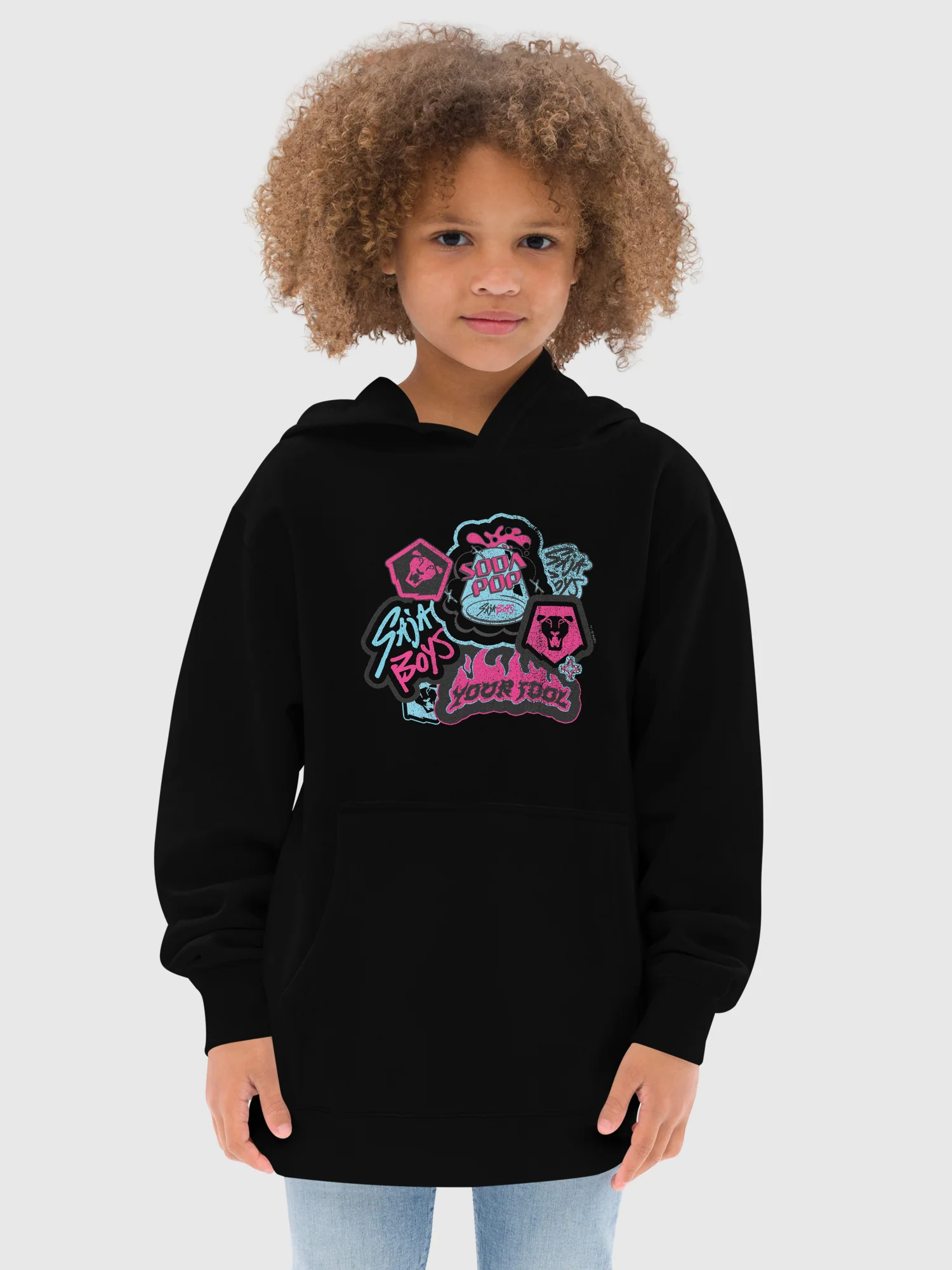 KPop Demon Hunters Saja Boys Youth Hoodie Collage - Image 3