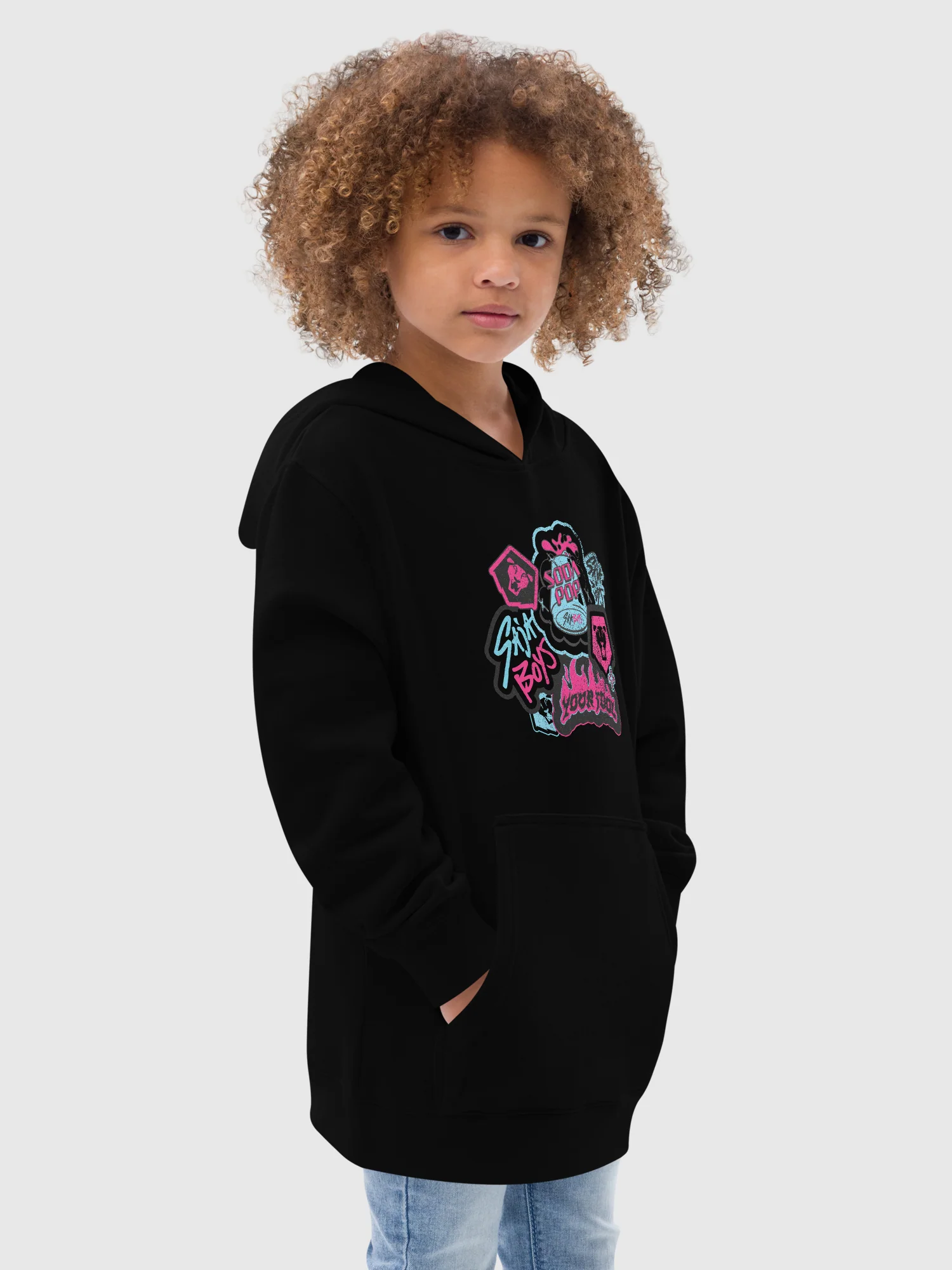 KPop Demon Hunters Saja Boys Youth Hoodie Collage - Image 4