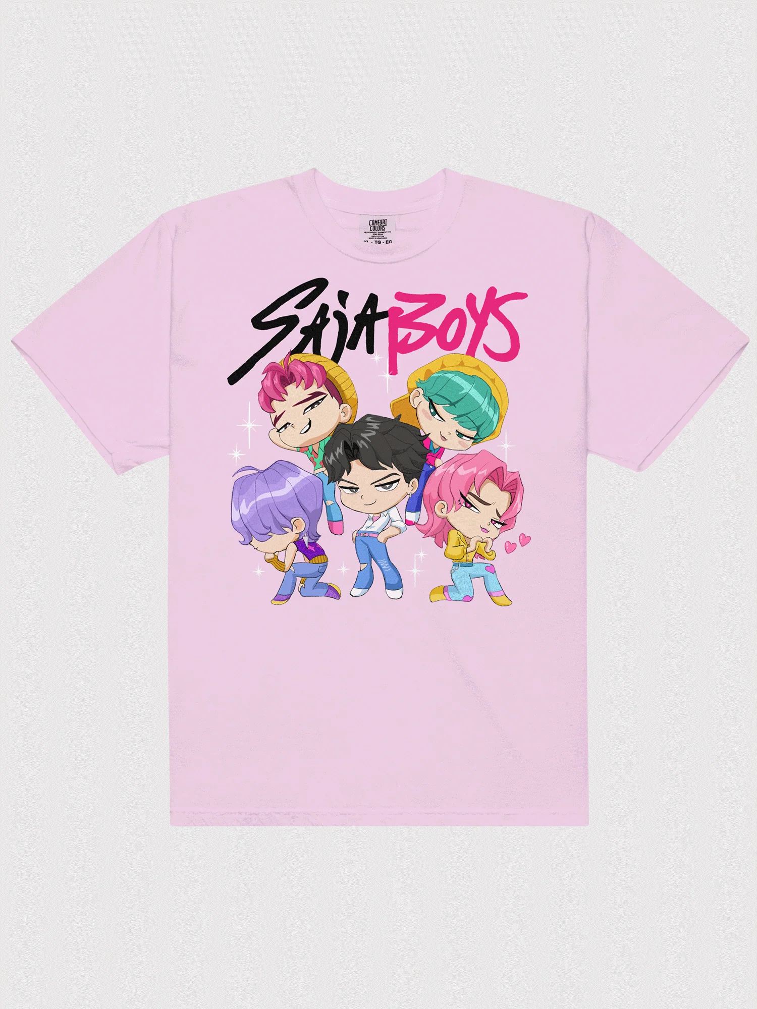 KPop Demon Hunters SAJA BOYS Chibi Comfort Colors T-Shirt - Image 2