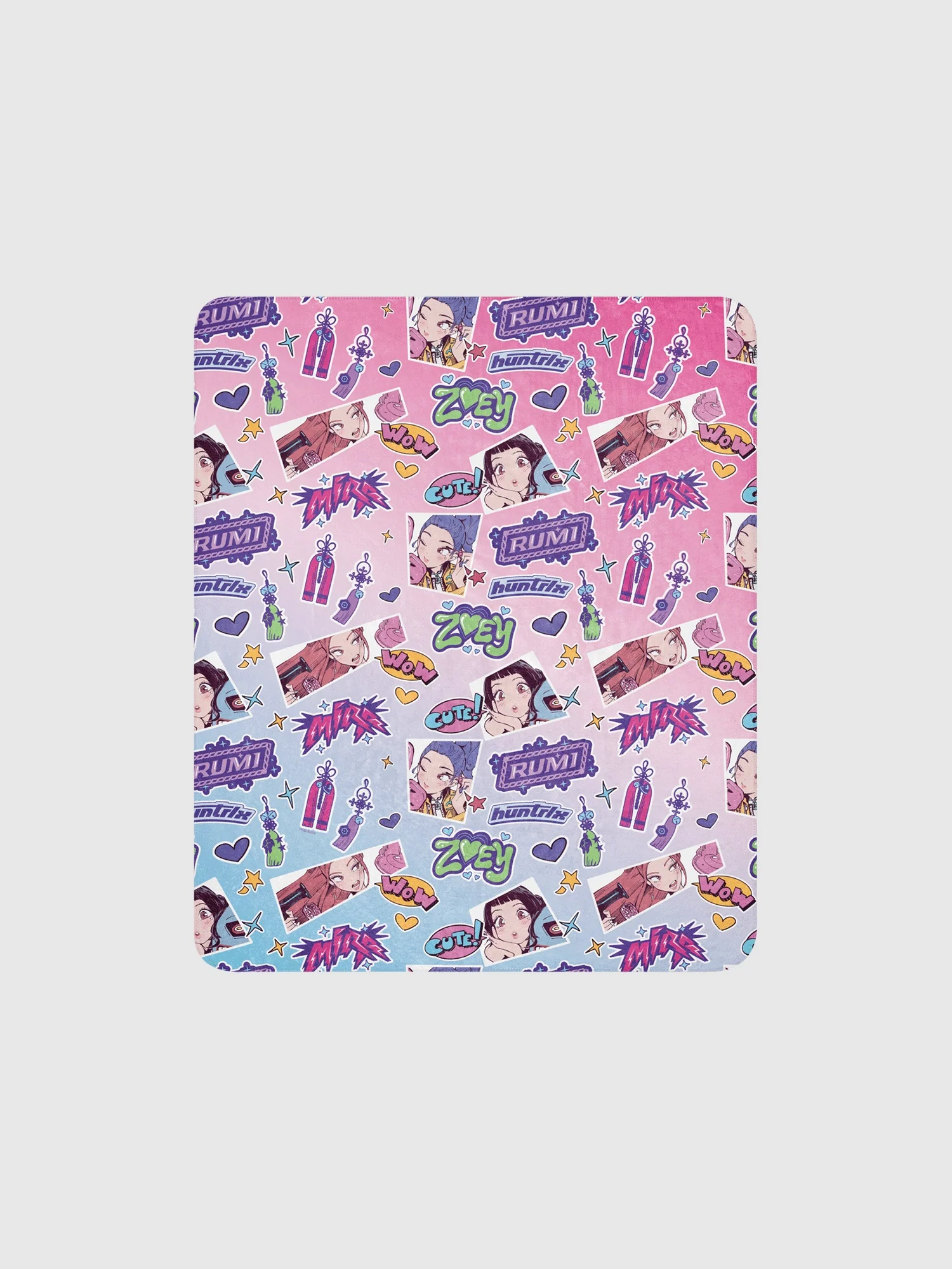 KPop Demon Hunters Sherpa Blanket HUNTR/X Sticker Inspired - Image 4